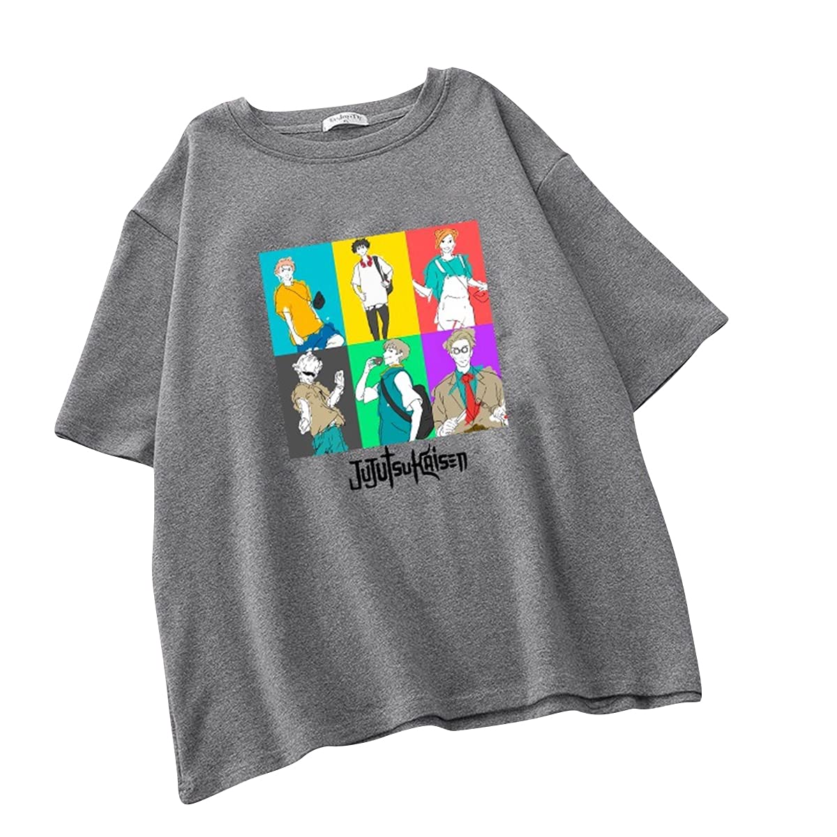 Jujutsu Kaisen Anime T-Shirt for Women - Satoru Gojo, Yuji Itadori & Megumi Fushiguro Graphic Tee | Summer Casual Cotton Top (Gray, 2XL) | Perfect for Cosplay, Anime Conventions & Streetwear Fashion