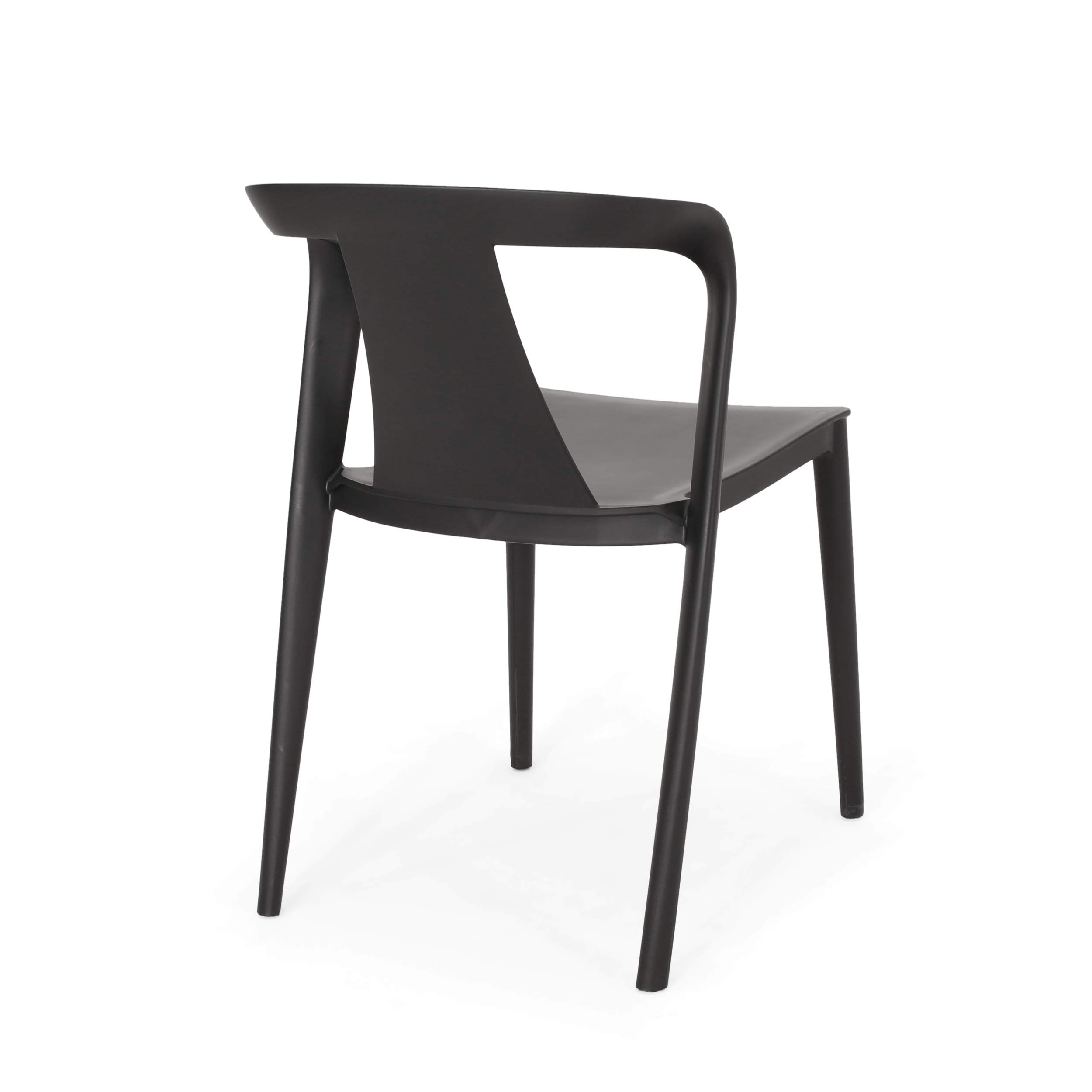 Christopher Knight Home Ianthe Outdoor Dining Chair Set of 4 - Weather-Resistant Black Patio Chairs for Backyard, Garden, and Poolside Dining