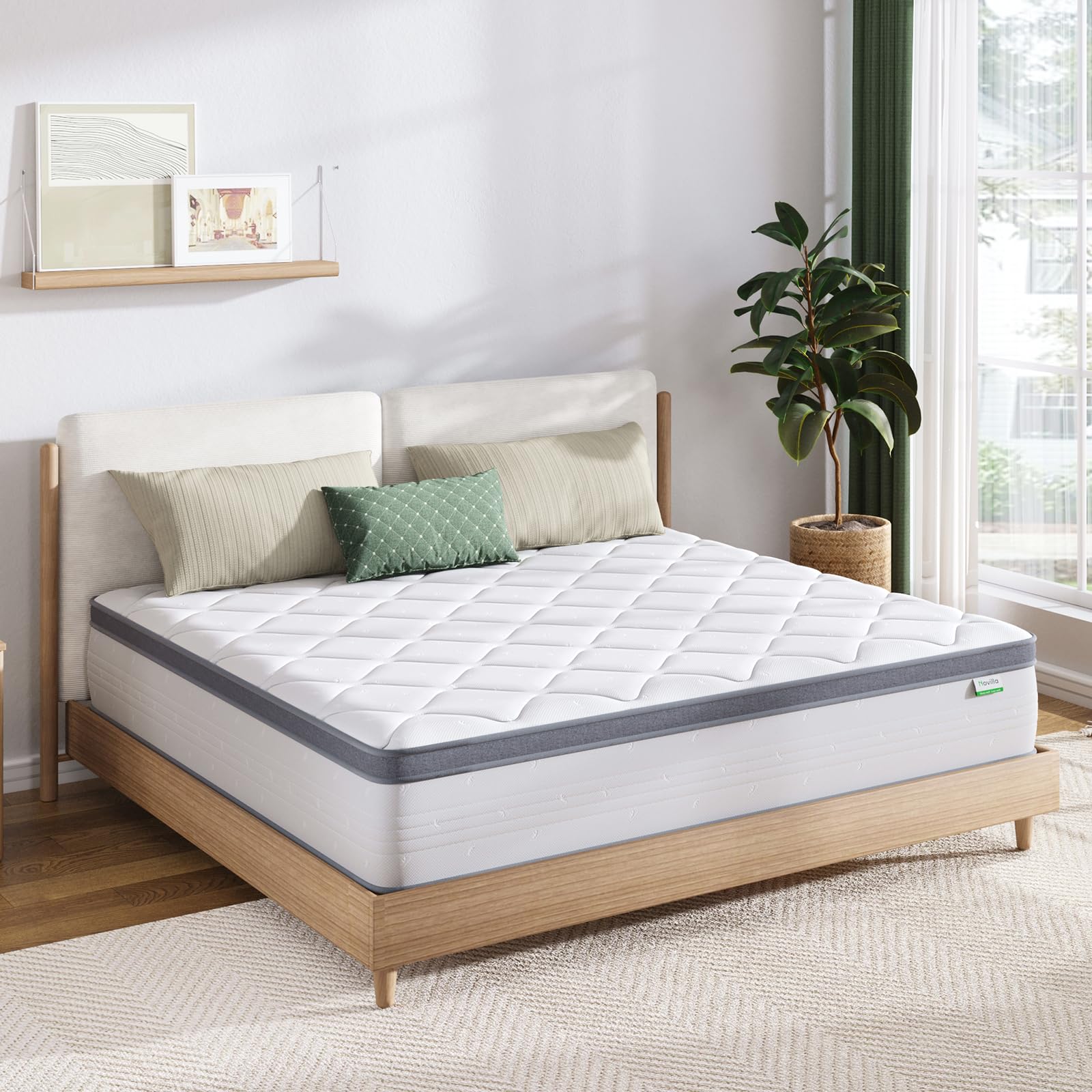 Novilla 12 Inch Full Size Mattress - Hybrid Memory Foam Bed in a Box for Back Pain Relief & Pressure Relief, Medium Soft Support for Side, Back & Stomach Sleepers | Perfect for Guest Rooms, Dorms & Apartments