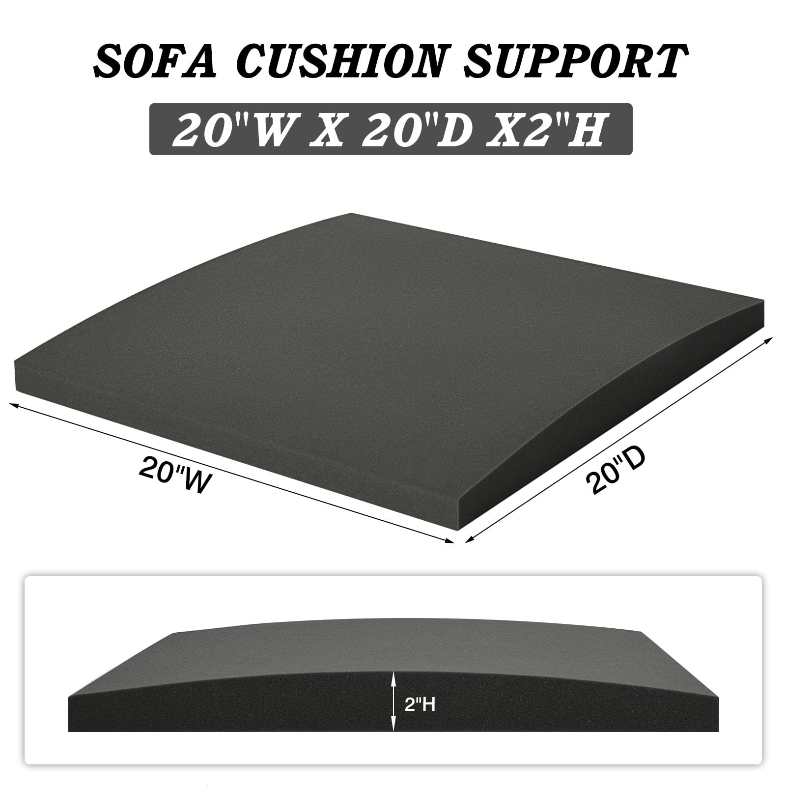 HAVARGO High-Density Foam Couch Cushion Support for Sagging Seats - Anti-Slip Sofa Seat Reinforcement Pad (Dark Grey, 1-Piece) - Perfect for Living Room Furniture Repair & Comfort Enhancement