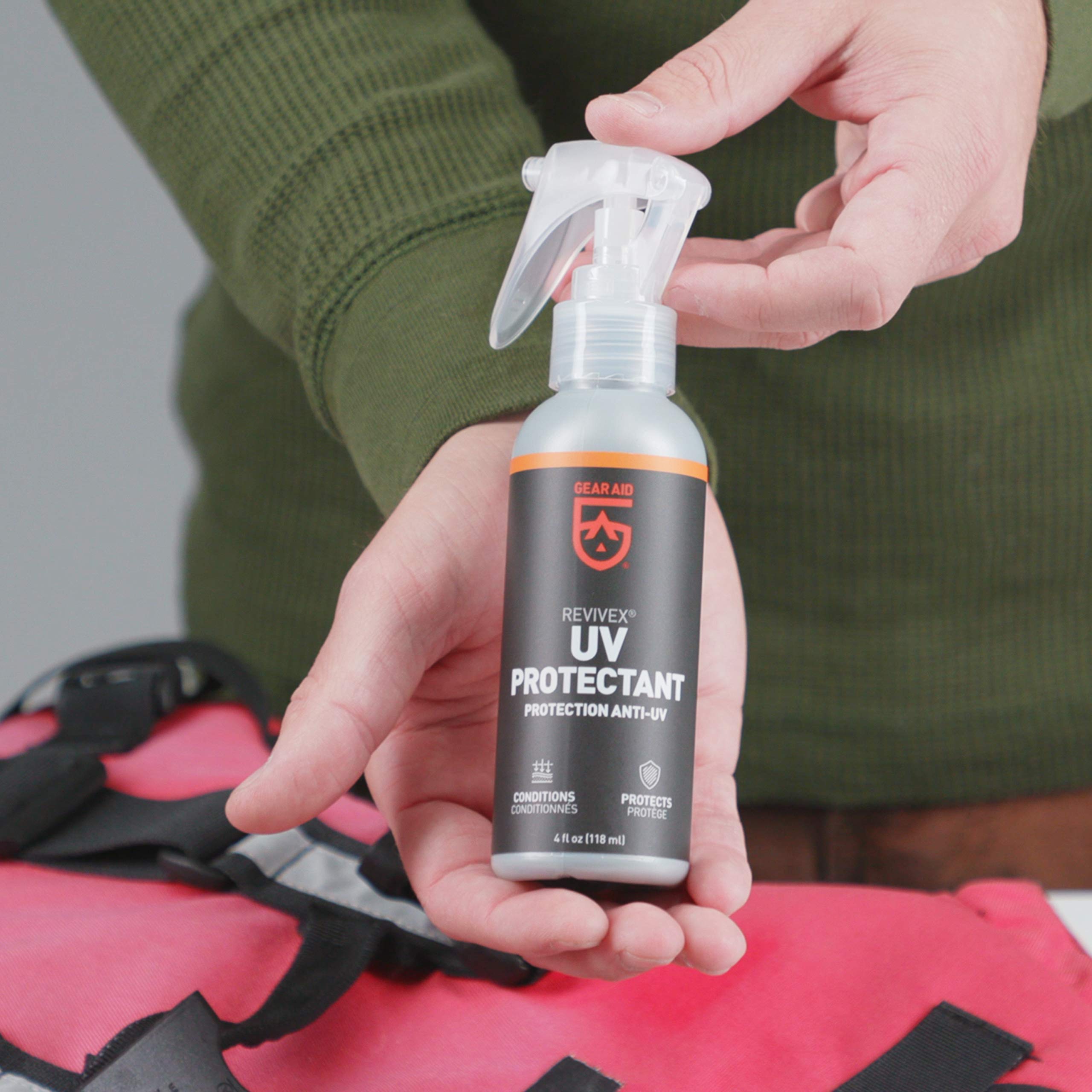 GEAR AID UV Protectant and Conditioner Spray for Plastic, Vinyl, Rubber & Nylon – 4 oz | Waterproof, Restores & Protects Outdoor Gear, Car Interiors, Boat Seats & More