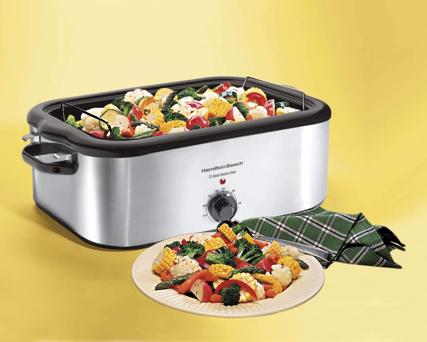 Hamilton Beach 32229 22-Quart Stainless Steel Roaster Oven - Perfect for Holiday Turkey, Large Family Dinners & Catering Events