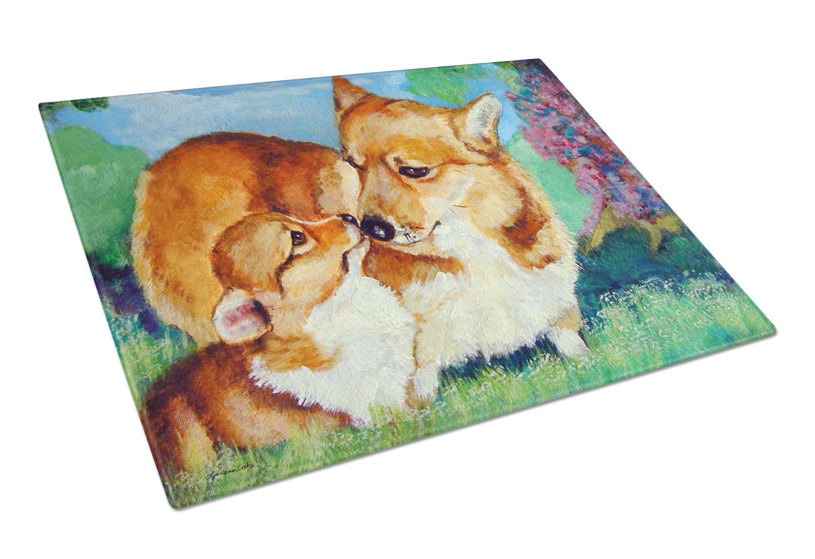 Corgi Mom's Love Large Tempered Glass Cutting & Serving Board - Durable Kitchen Chopping Board for Cooking, Entertaining & Home Decor | Caroline's Treasures 7412LCB