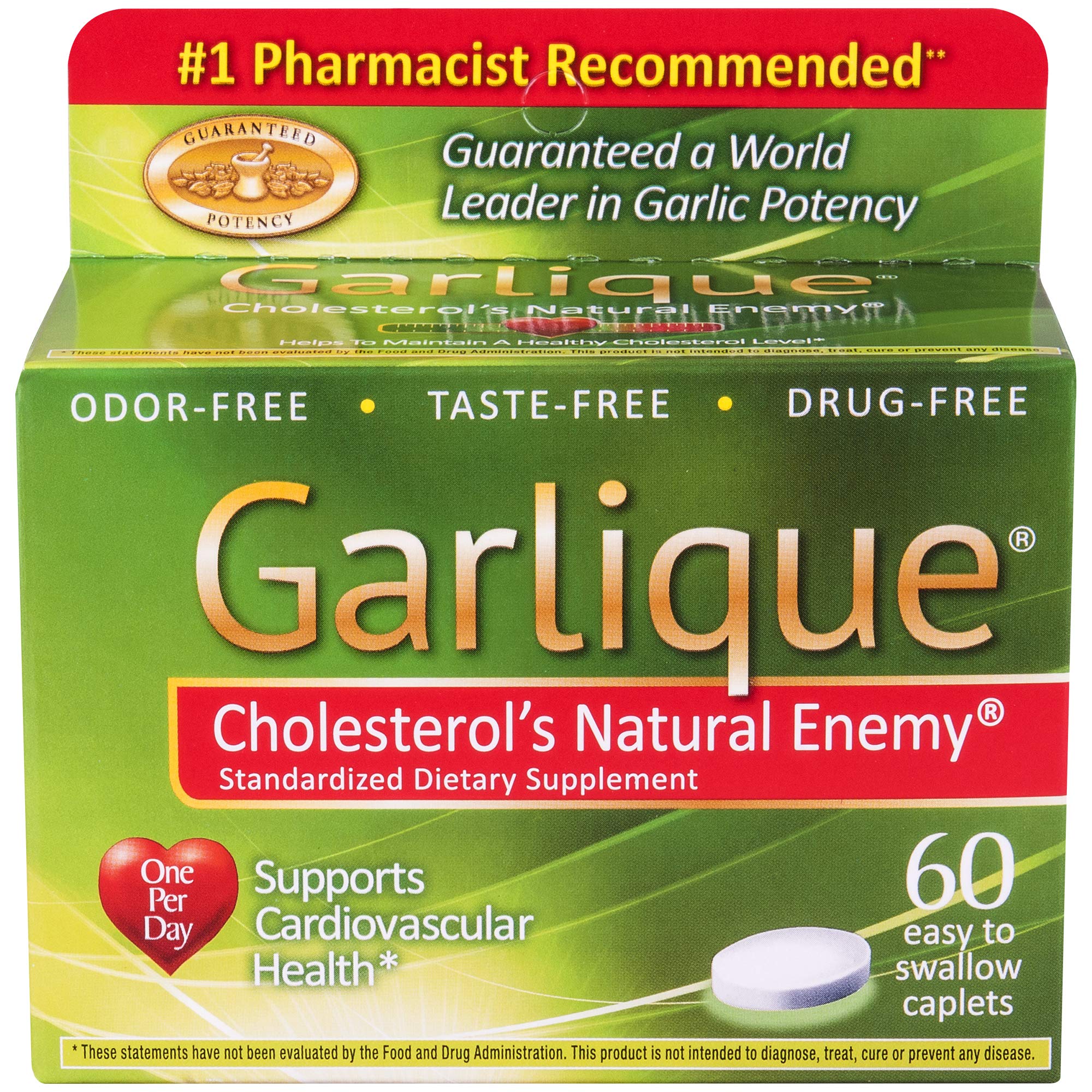 Garlique Garlic Supplement Caplets - 60 Tablets (Pack of 9) for Heart Health & Immune Support - Daily Wellness & Cholesterol Management