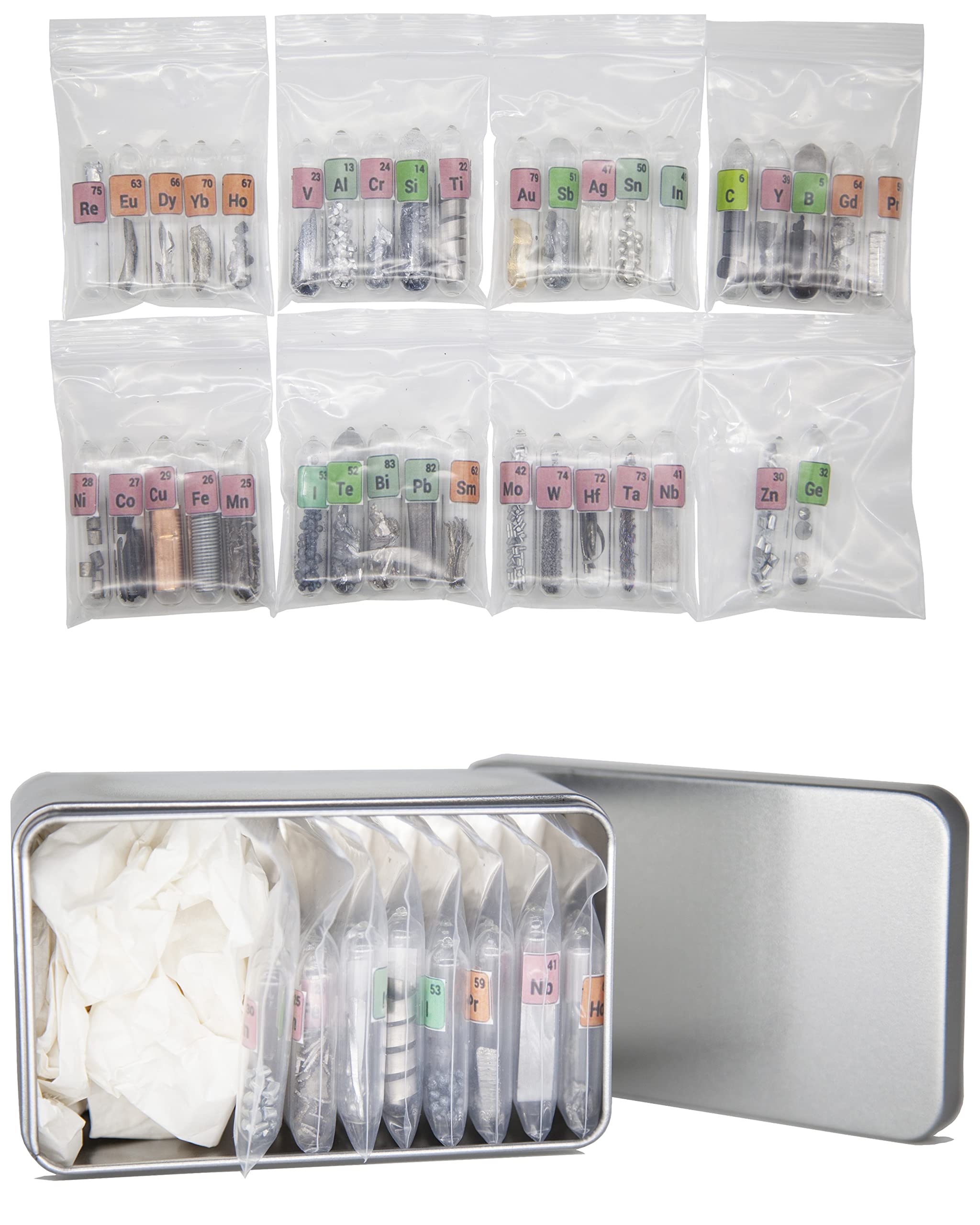 Periodic Table Elements Set - 99.99% Pure Real Elements Sealed in Glass Tubes (37 Pieces) | Perfect for Science Gifts, Classroom Teaching, Home Display & Collector's Showcase | STEM Education & Chemistry Enthusiast Collection