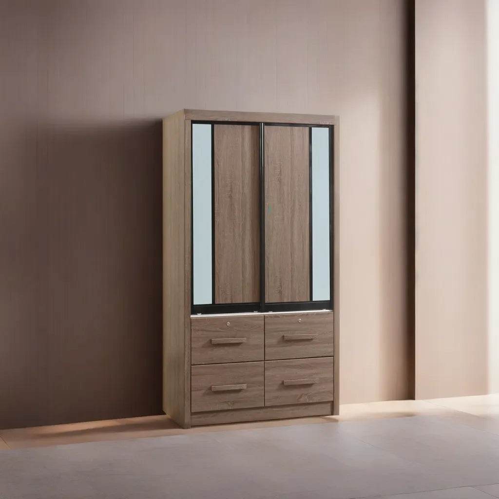 Gareth 4ft Brown Wardrobe Closet - Spacious Storage for Bedroom, Closet Organizer with Hanging Rod & Shelves, Sturdy Wooden Armoire for Clothes & Accessories - Perfect for Master Bedroom, Guest Room & Dorm Organization
