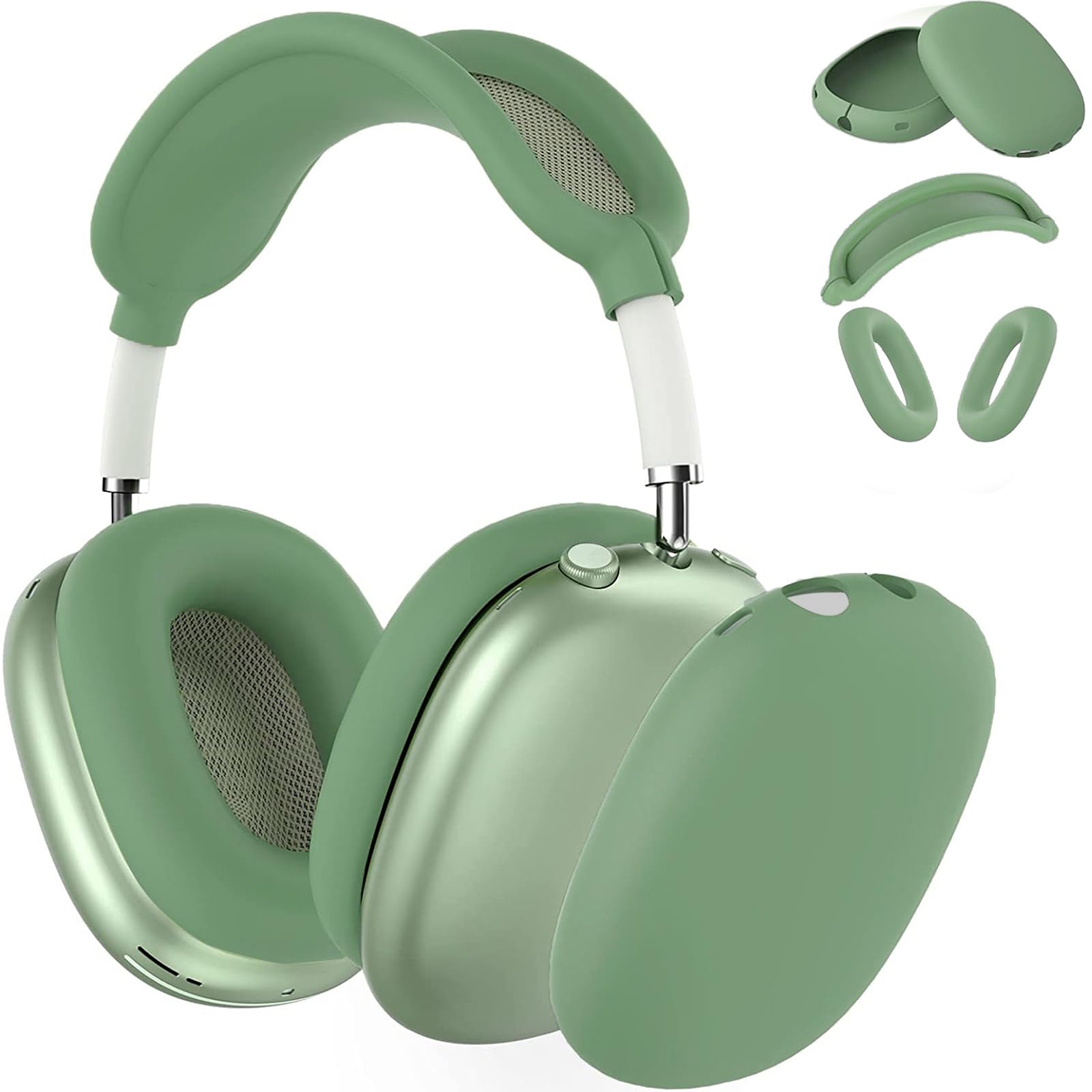 LOHASIC 3-in-1 Protective Case for AirPods Max - Soft Slim Silicone Earpads Cover & Headband Cushions - Light Green - Perfect for Travel, Gym & Daily Use
