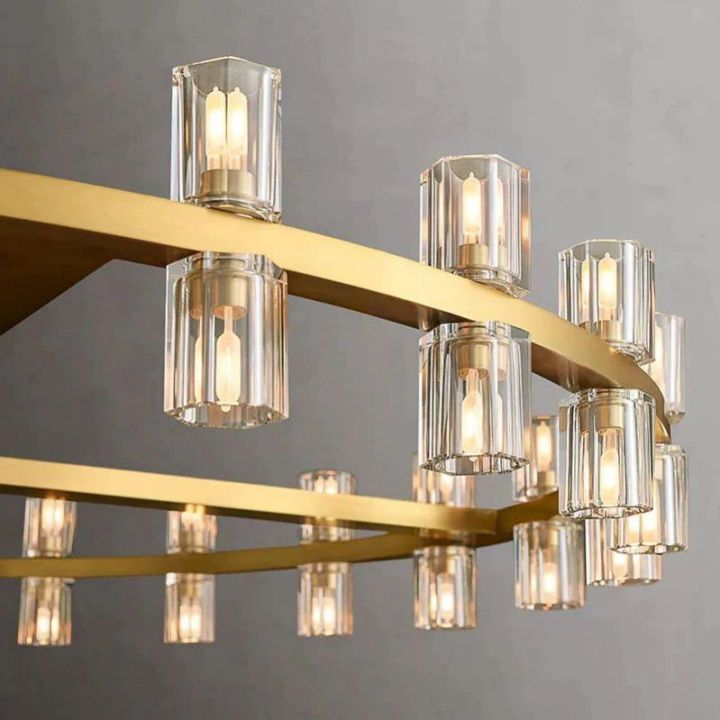 Aurora Crystal Wine Glass Round Chandelier - 36 Inch Elegant Dining Room Ceiling Light Fixture for Kitchen Island, Bar, Restaurant Decor