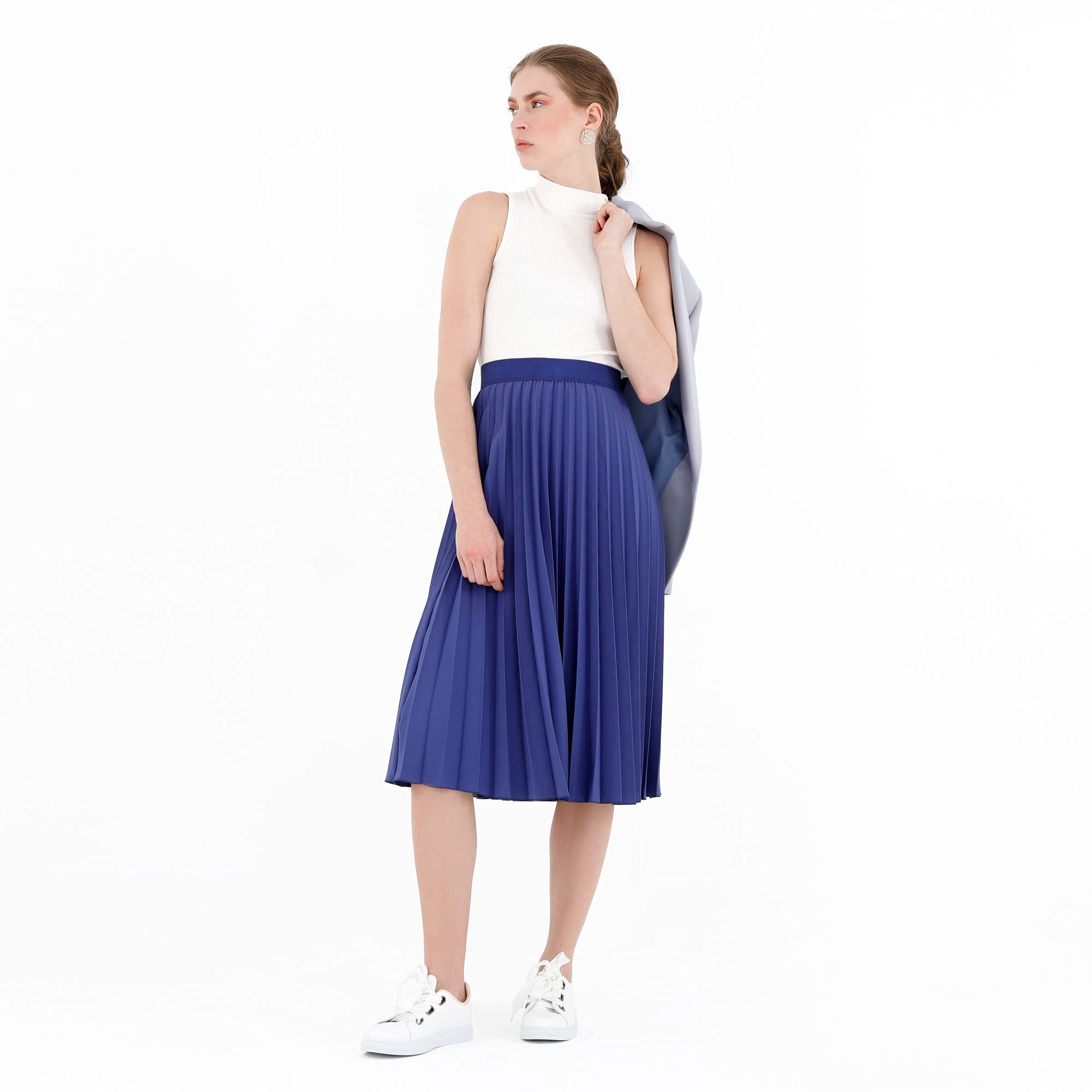 G-Line Midi Skirts for Women - Elegant Pleated High Waisted Knee Length Skirt | Perfect for Office, Date Night & Casual Outfits