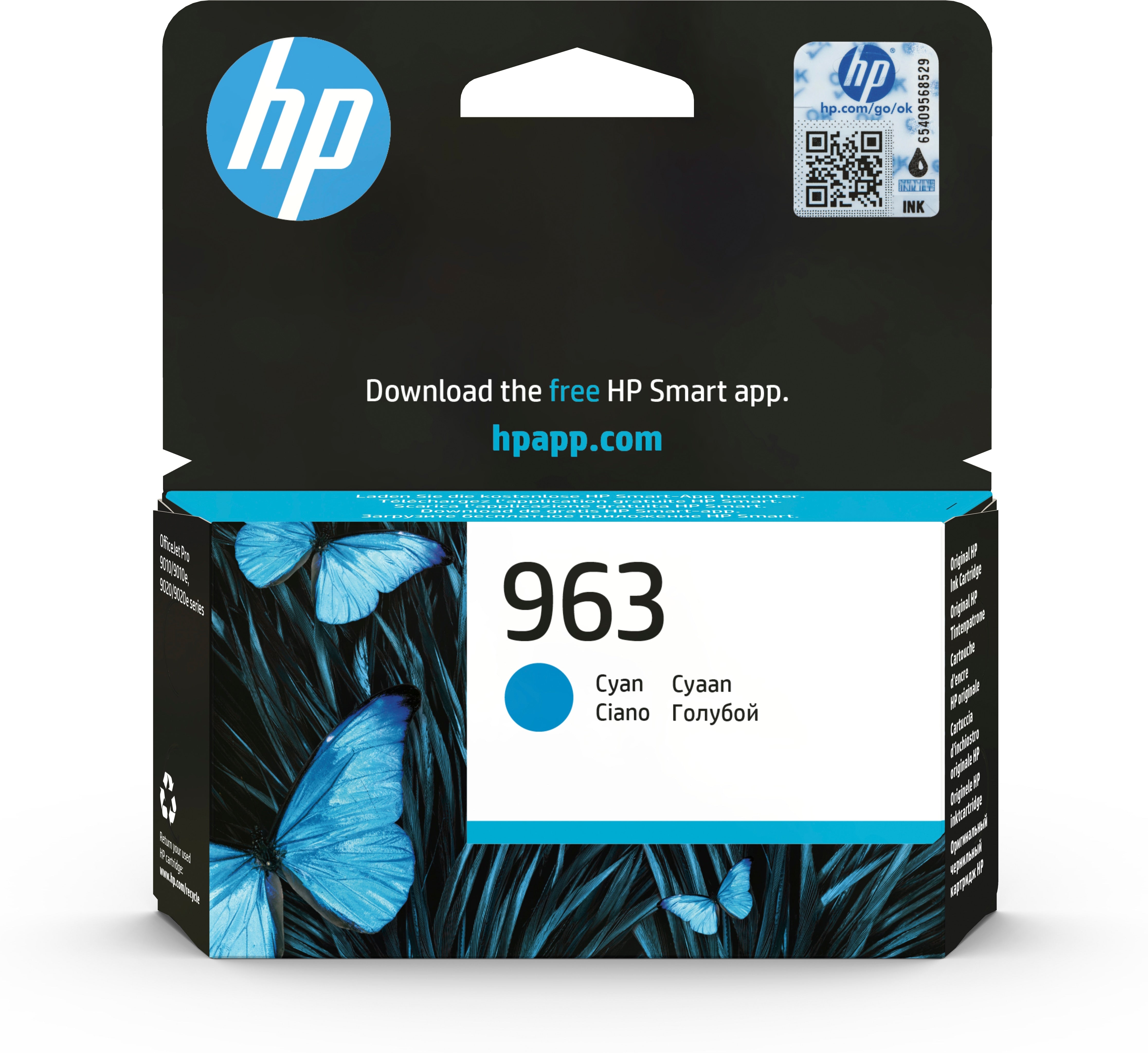 Original HP 963 10.74ml Cyan Ink Cartridge for OfficeJet 9012 & Pro 90XX Series - High-Quality Replacement for Home & Office Printing Needs