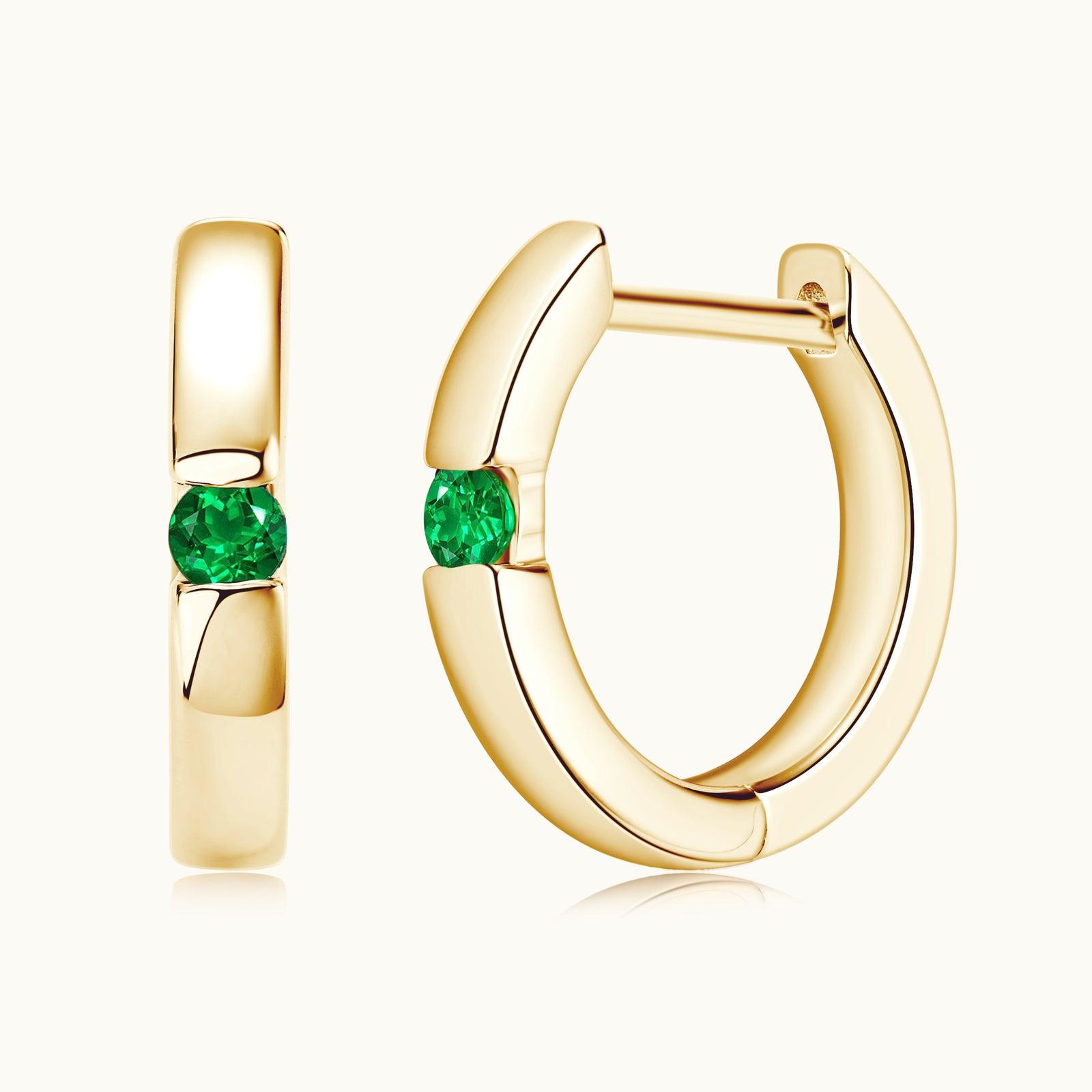 Stylish Emerald Green Hoop Earrings for Women - 14K Gold Plated Dangle Earrings | Perfect for Parties, Weddings & Everyday Wear