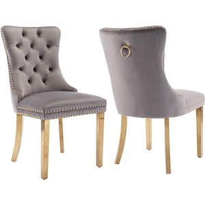 C-4 Grey Velvet, Gold Legs