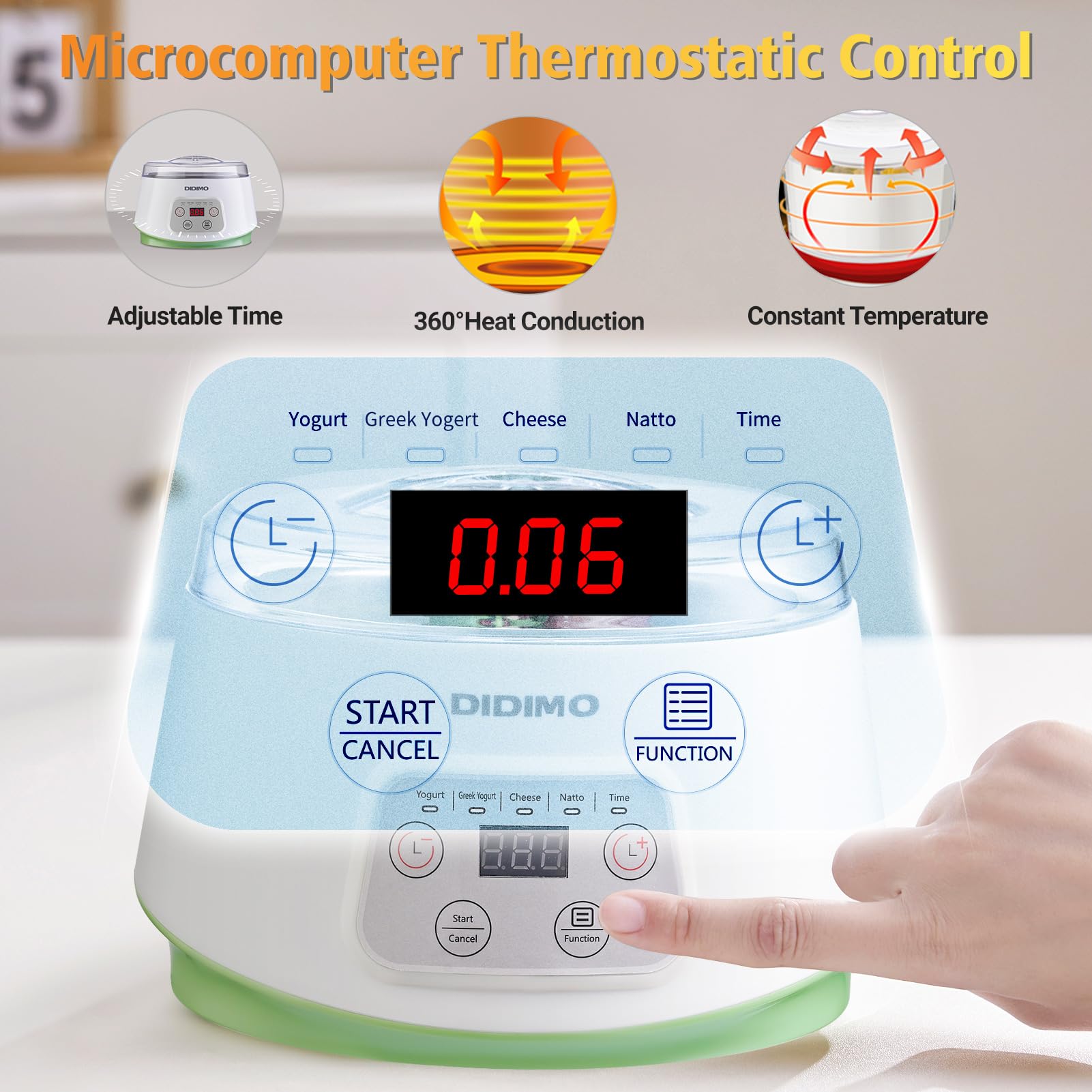 Electric Yogurt Maker Machine with Timer & Strainer - Stainless Steel Liner for Greek Yogurt, Cheese, Natto - Portable Homemade Yogurt Maker for Kitchen, Camping, Gifts (White)