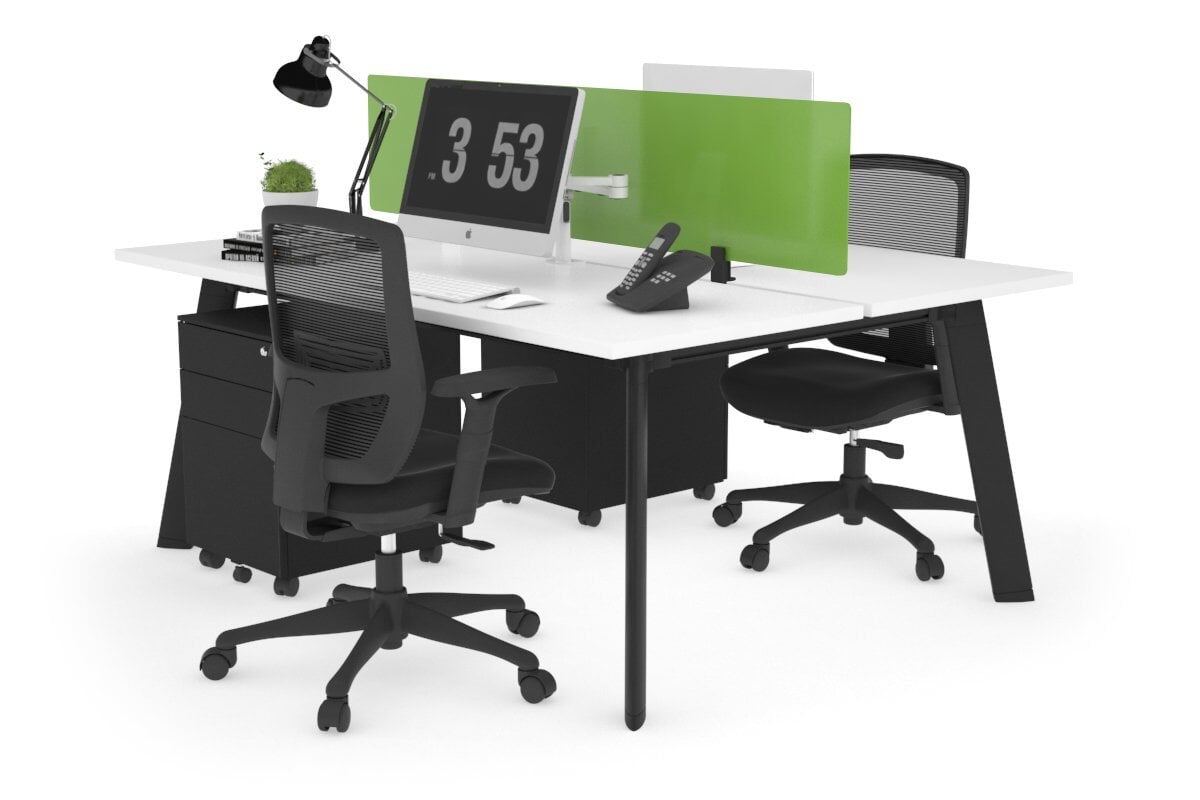 2-Person Workstation with Black Frame - 1400L x 700W - Perfect for Office, Home Office & Collaborative Workspaces