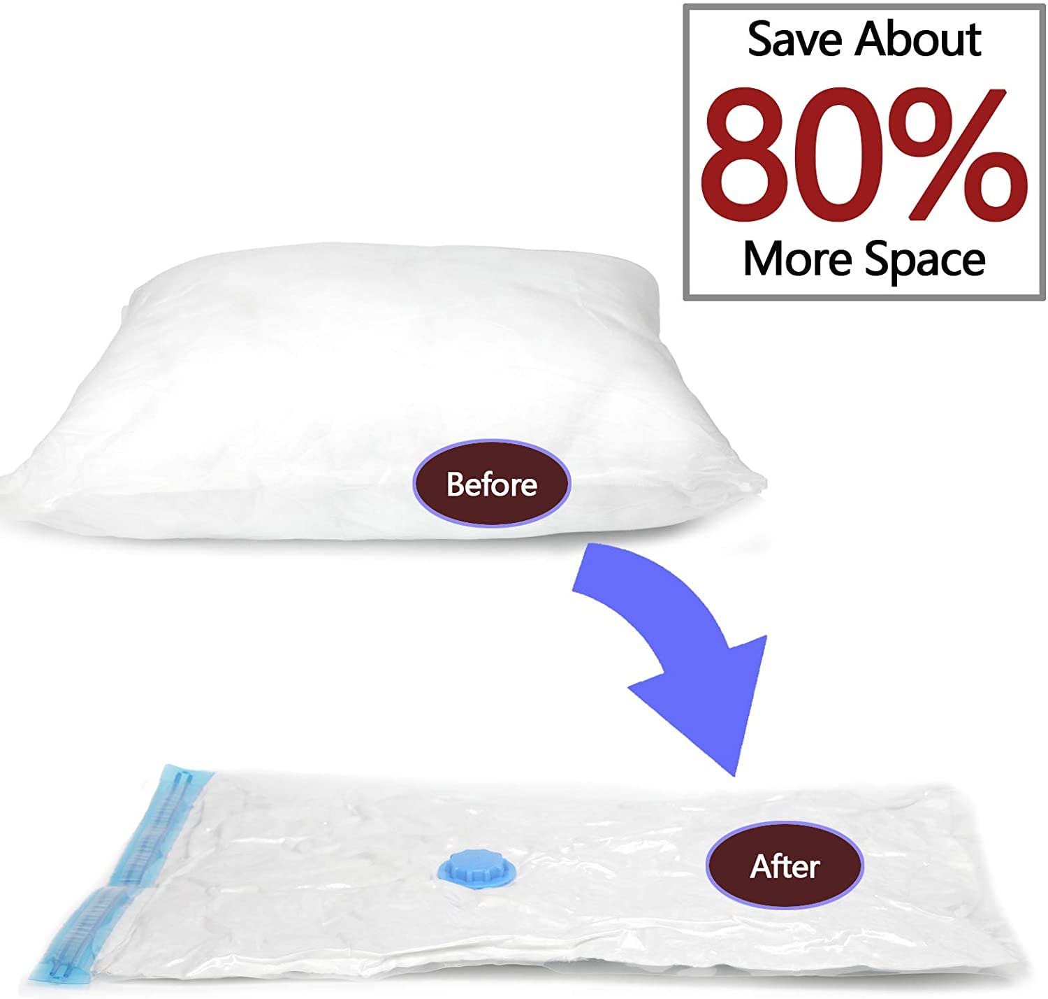 amhomel Vacuum Storage Bags 12-Pack (3 Jumbo, 3 Large, 3 Medium, 3 Small) - Space Saving Ziplock Compression Bags for Clothes, Blankets, Pillows & Comforters with Hand Pump - Perfect for Travel, Seasonal Storage & Home Organization