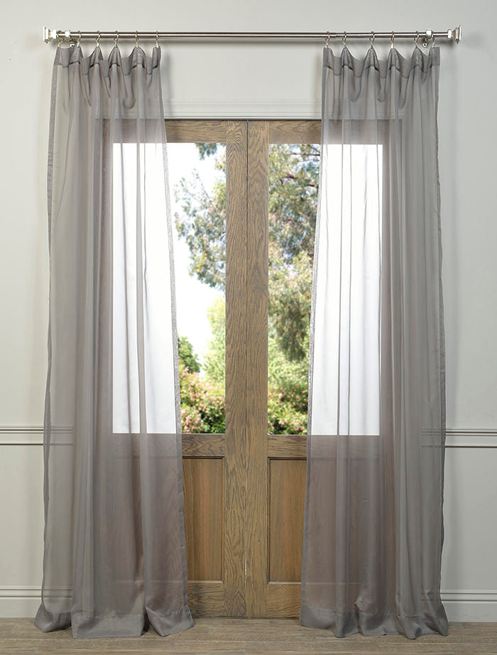 Sheer Grey Curtains for Living Room & Bedroom - Light Filtering Window Panels (Set of 2) - Perfect for Privacy & Natural Light