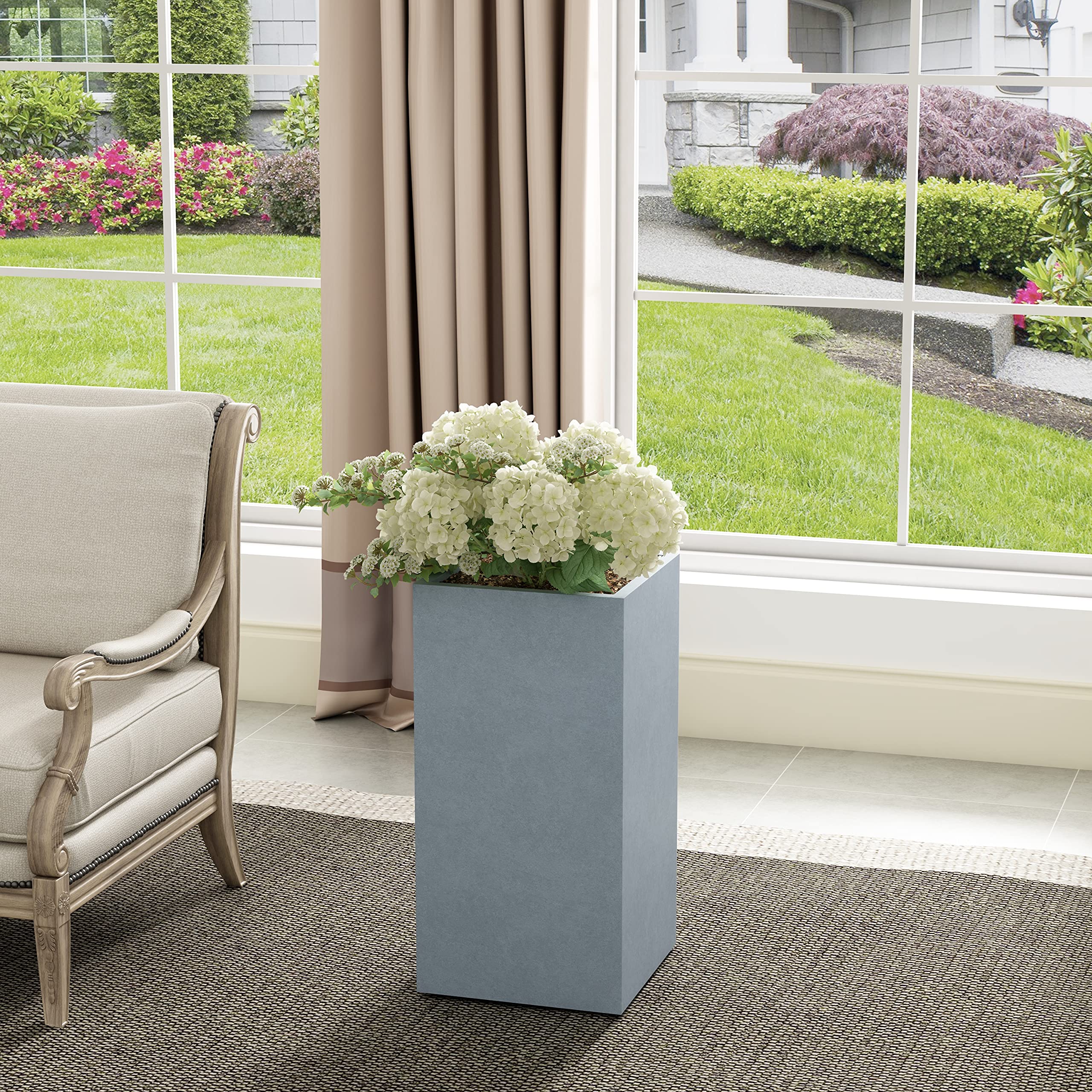 Kante AF0002B-60611 Large Lightweight Concrete Rectangle Tall Planter Pot - 24