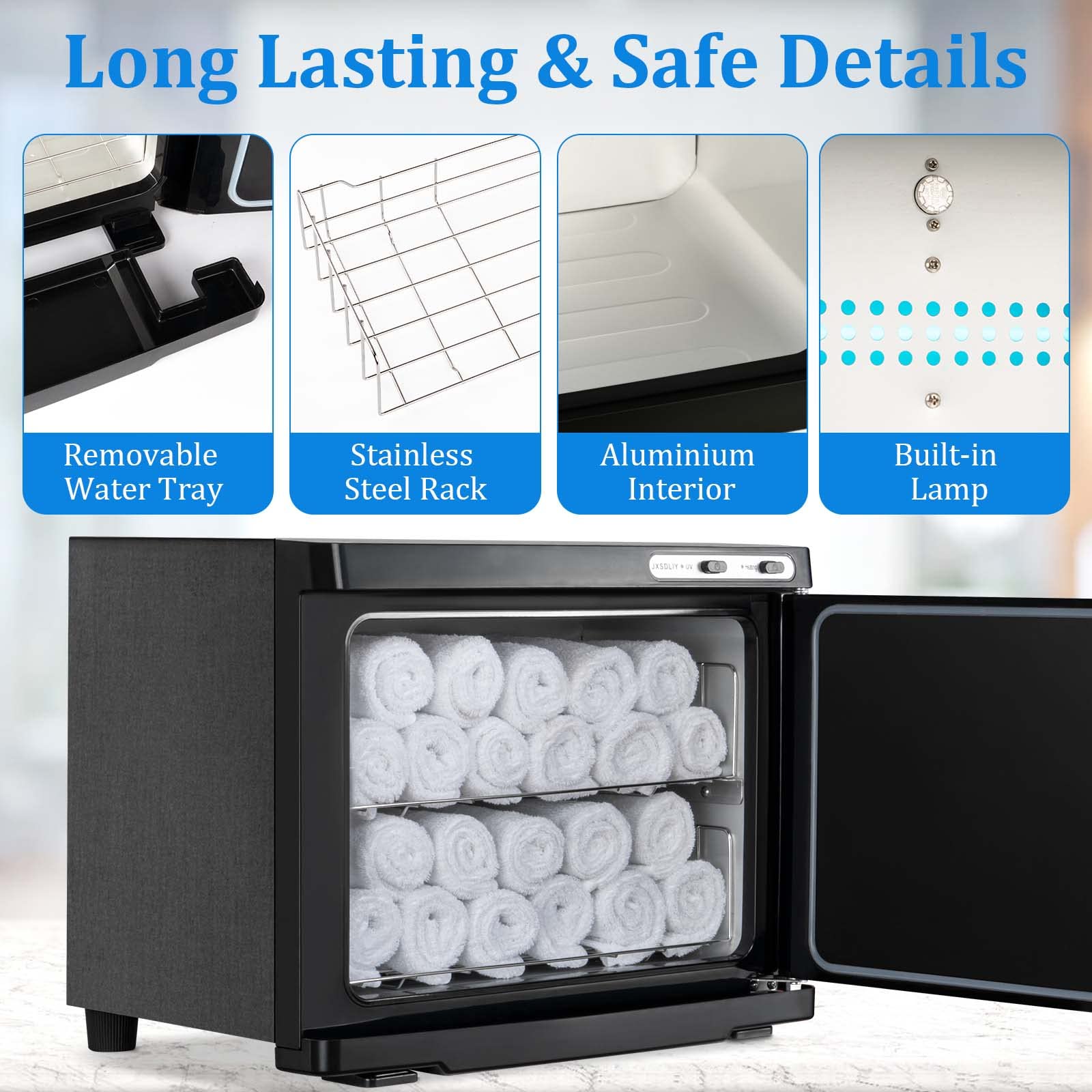 Professional 23L Large Capacity Towel Warmer Cabinet with LED Light - Fast Heating Bathroom Towel Heater for Spa, Salon & Home Use | Black Hot Towel Dispenser for Facial, Massage & Luxury Bathroom Experience