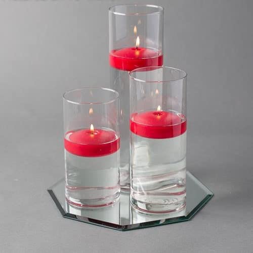 Eastland 48-Piece Octagon Mirror and Cylinder Vase Set with Floating Candles - 16