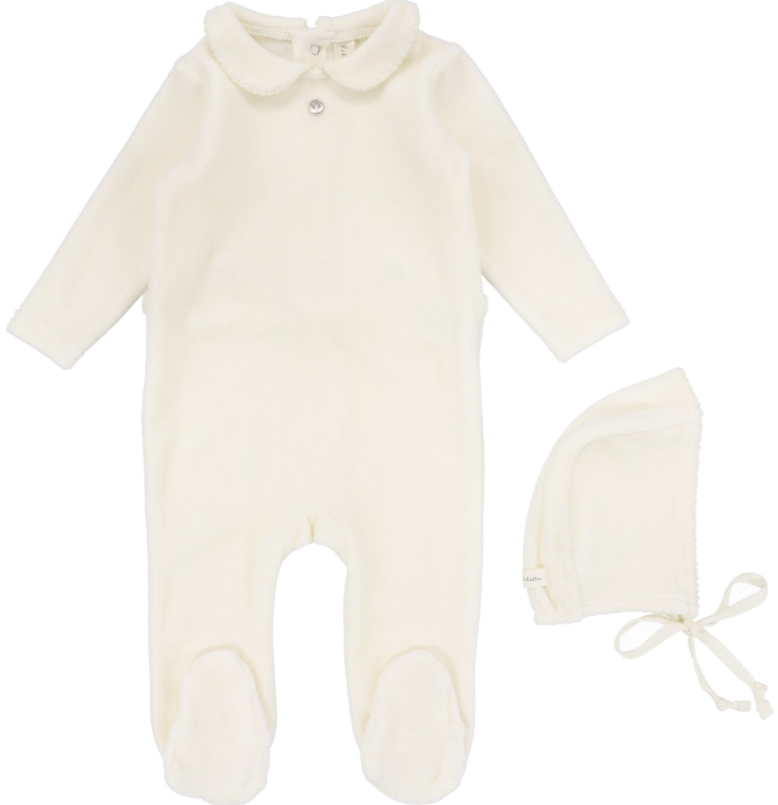 LIL LEGS Velour Collar Footie Set for Newborn to 6 Months - Soft Baby Romper for Comfort & Style - Perfect for Playtime, Photo Shoots & Everyday Wear