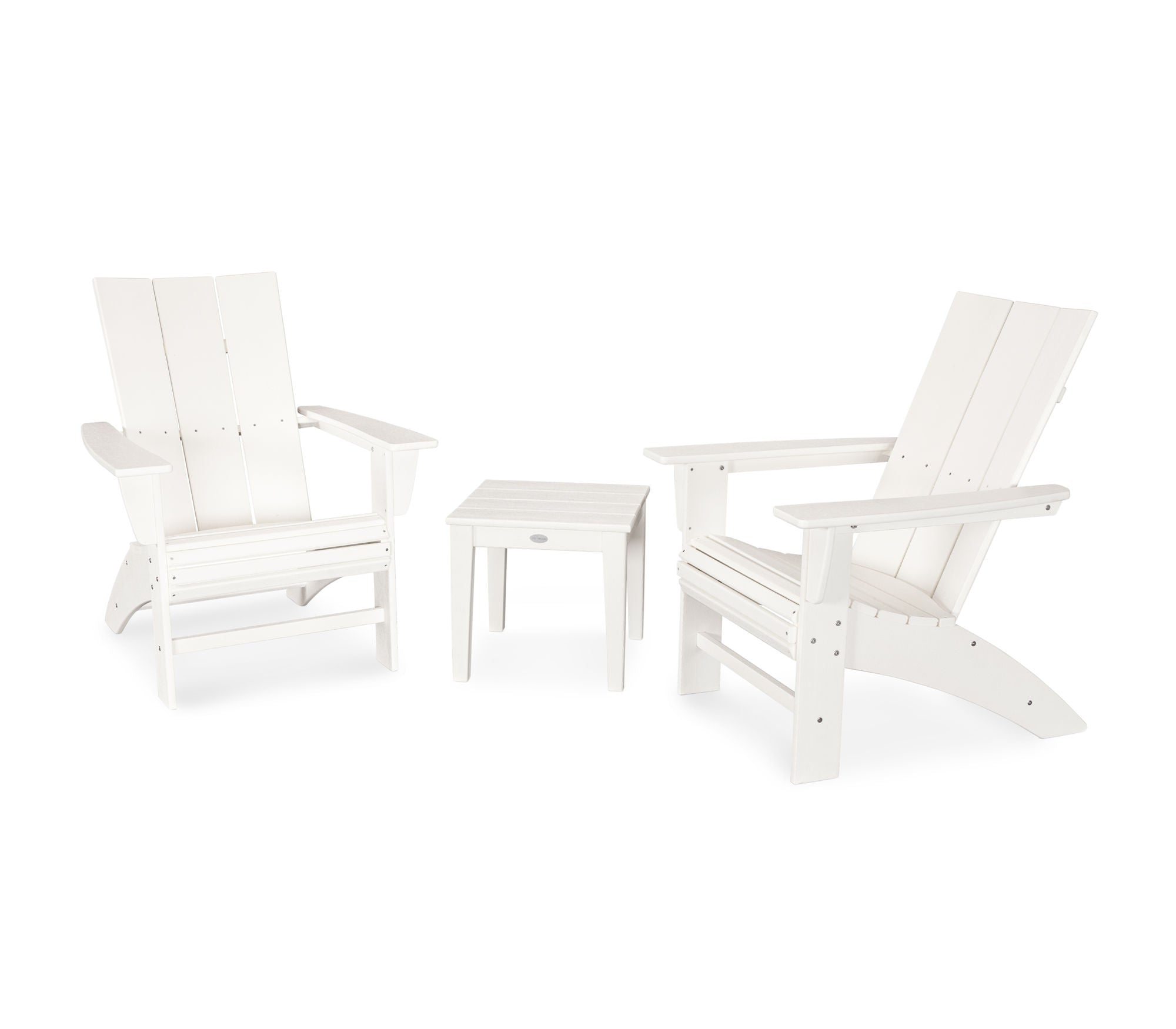 POLYWOOD Modern 3-Piece Curveback Adirondack Outdoor Patio Set - Durable All-Weather Furniture for Garden, Poolside & Backyard Relaxation