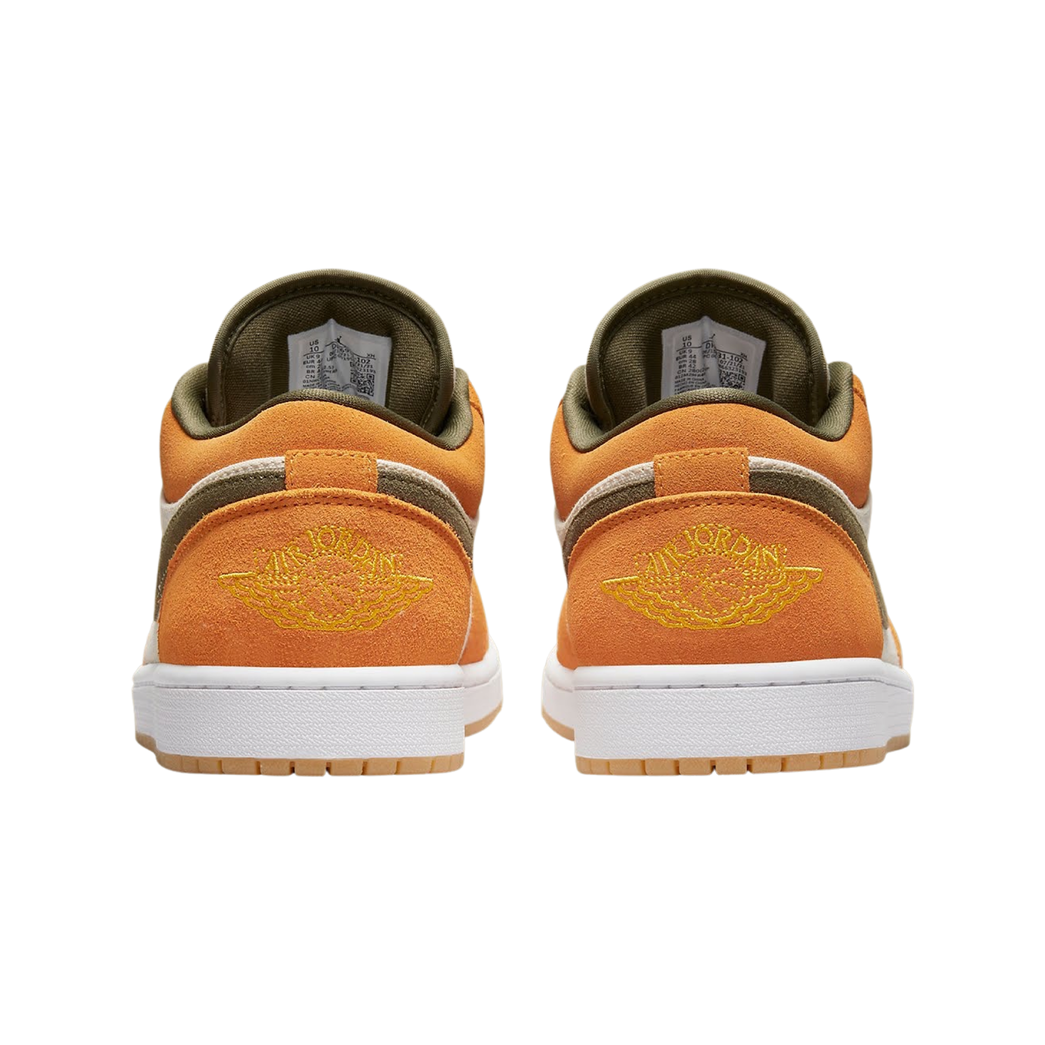 Air Jordan 1 Low Sneakers - Ceramic, Light Curry & Medium Olive White Colorway | Men's Basketball Shoes for Casual Wear & Street Style