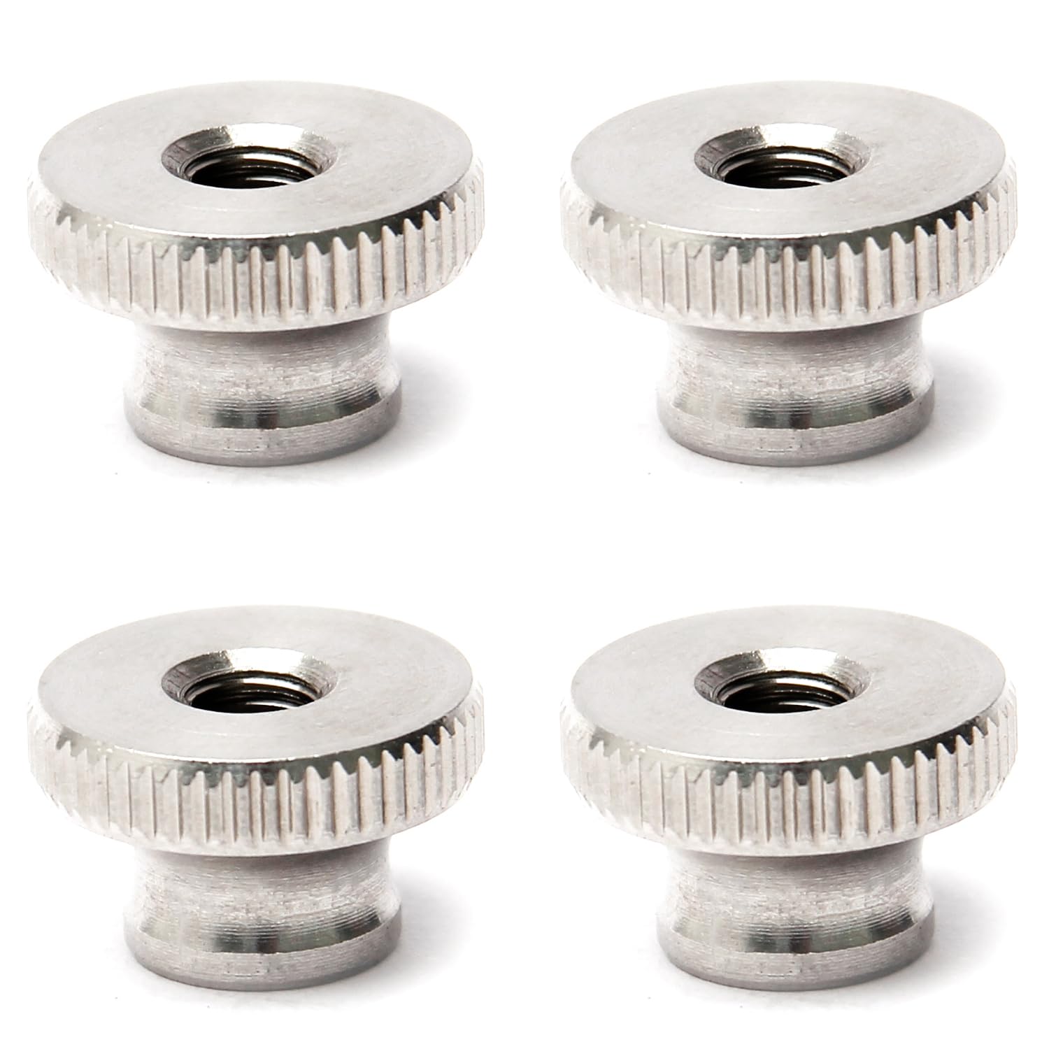 MroMax 4Pcs M5x0.8mm Knurled Thumb Nuts - 304 Stainless Steel Round Hand Screw Fasteners for 3D Printers, CNC Machines & DIY Projects - Silver Tone Hardware Accessories