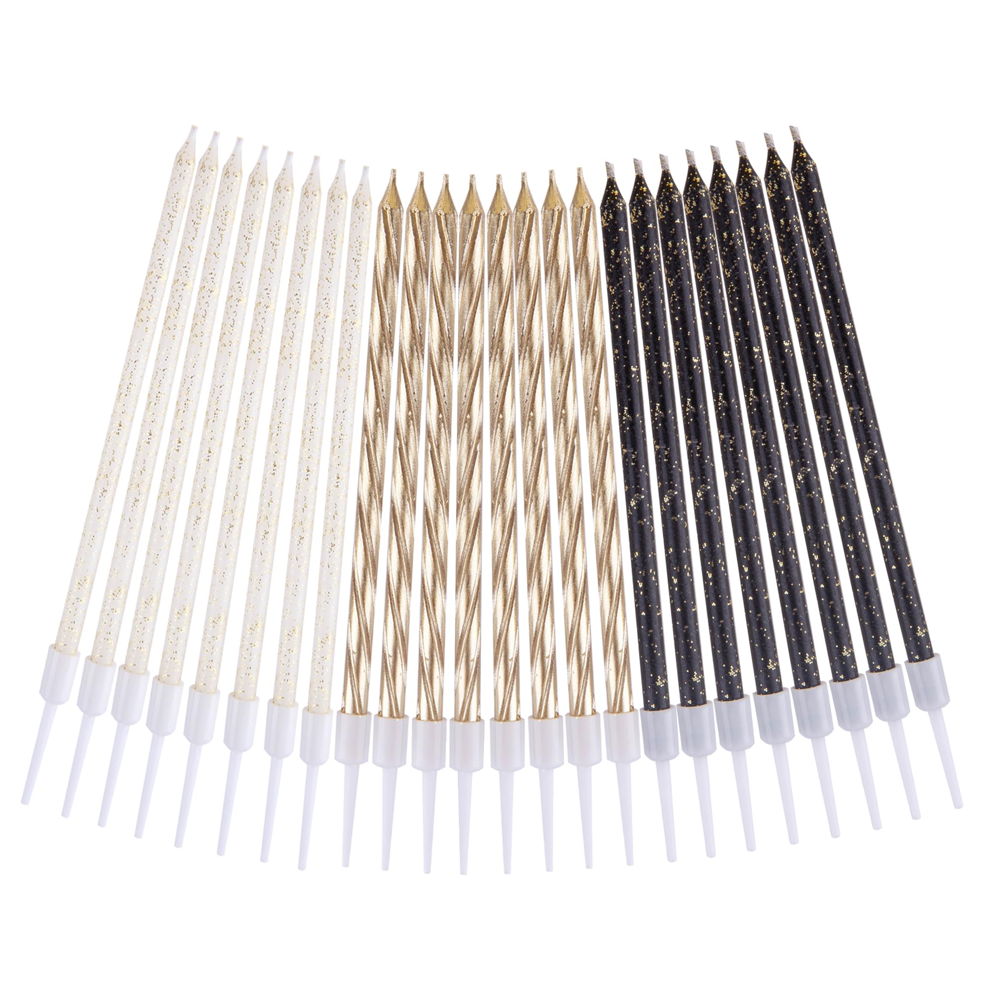 PHD CAKE Gold Black White Thin Birthday Candles for Wedding & Party Decor