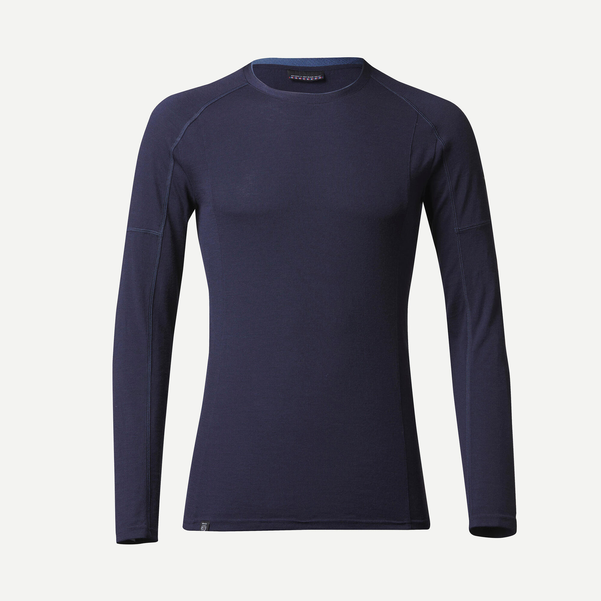 Forclaz Men's MT500 Merino Wool Long Sleeve Hiking Shirt - Warm & Breathable Base Layer for Outdoor Adventures & Cold Weather Activities