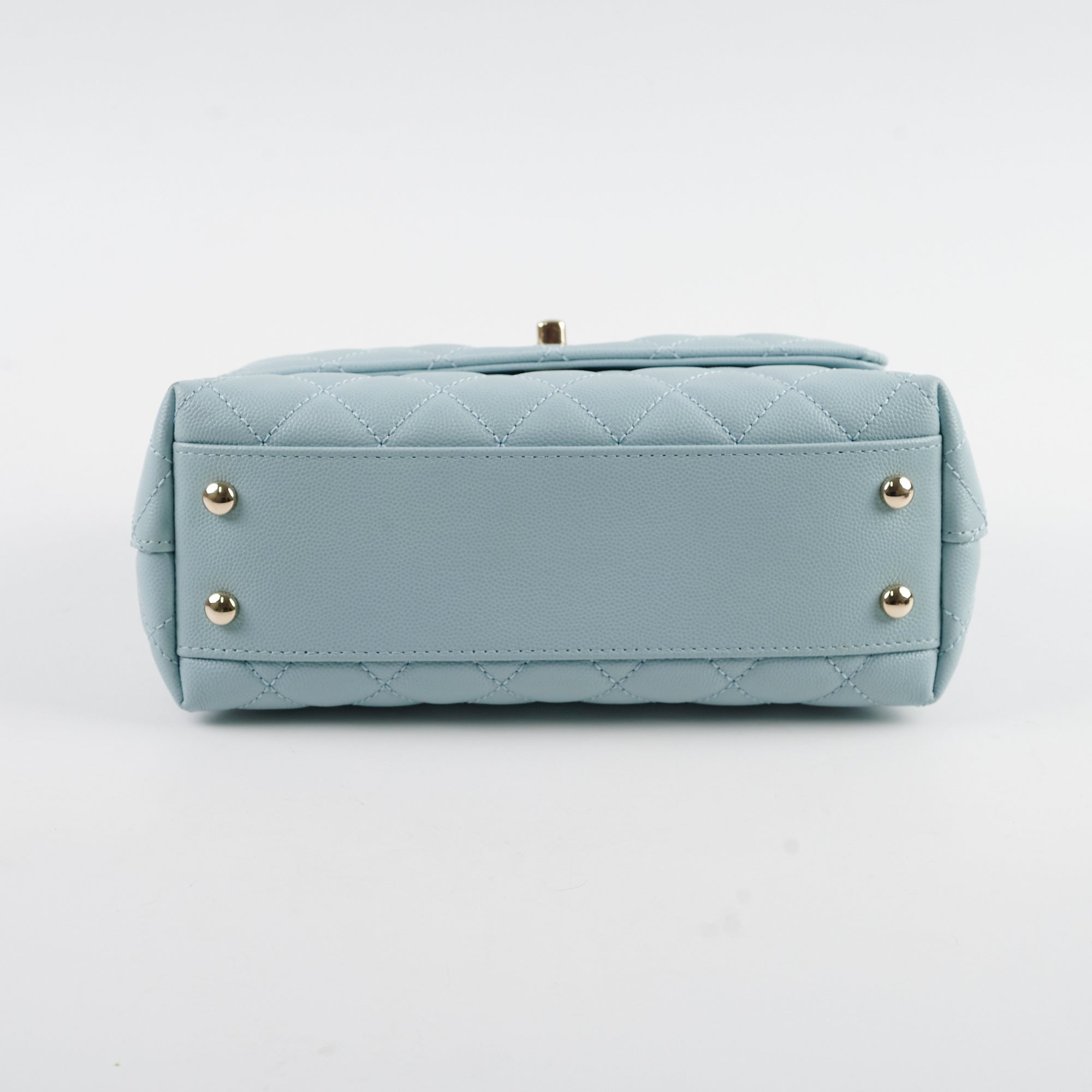 Chanel Caviar Small Coco Handle Bag in Light Blue with Microchip - Perfect for Evening Events, Parties & Luxury Fashion Accessories