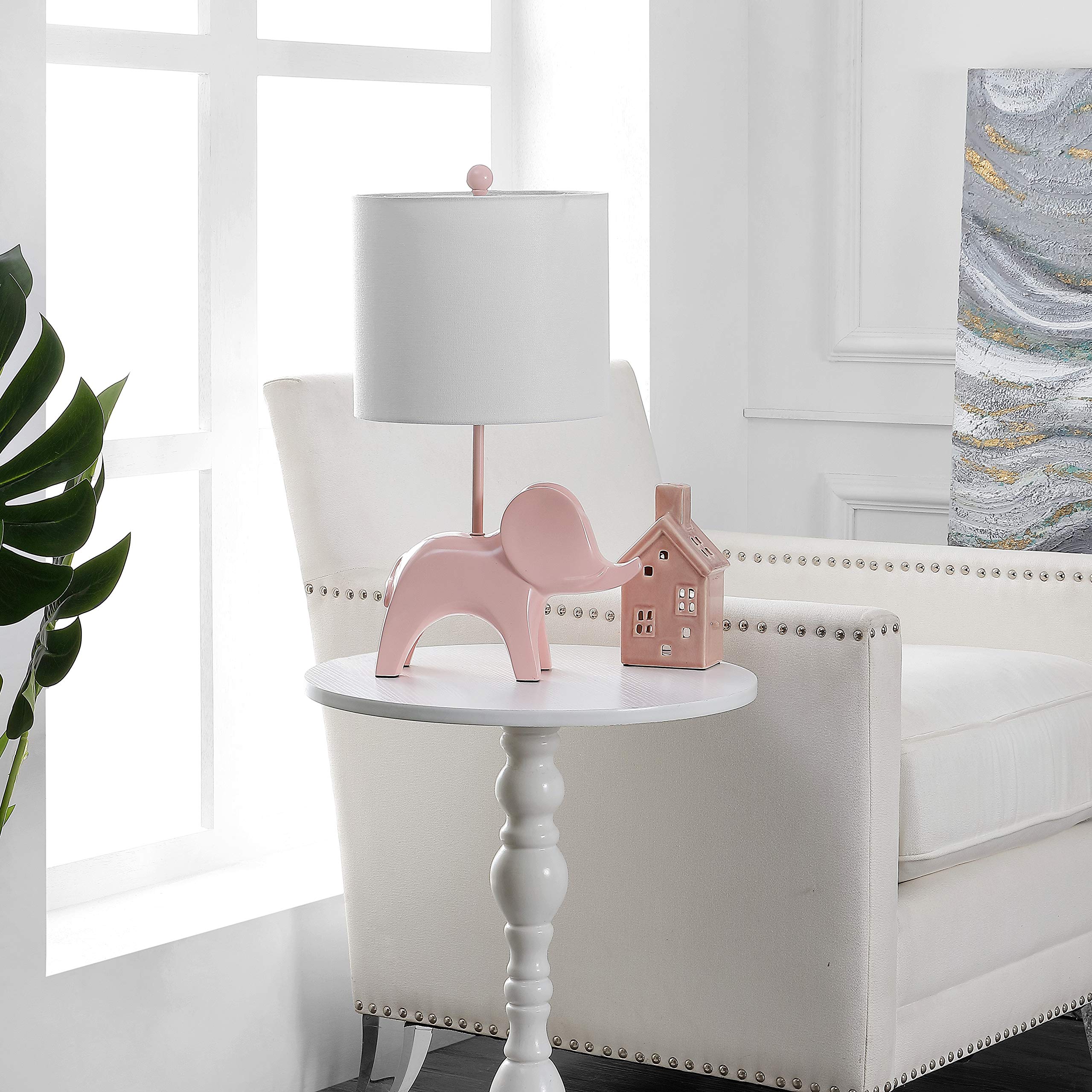 Safavieh Ellie Elephant Pink Ceramic Table Lamp - 20 Inch Kids Room Decor with LED Bulb Included - Perfect for Bedroom, Nursery, Living Room & Home Office Nightstand Lighting
