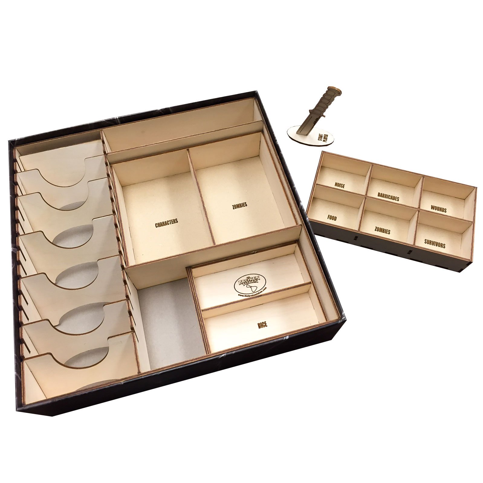 Premium Wooden Board Game Organizer for Dead of Winter - The Broken Token Storage Box with Custom Trays & Dividers | Perfect for Game Nights & Organized Tabletop Gaming