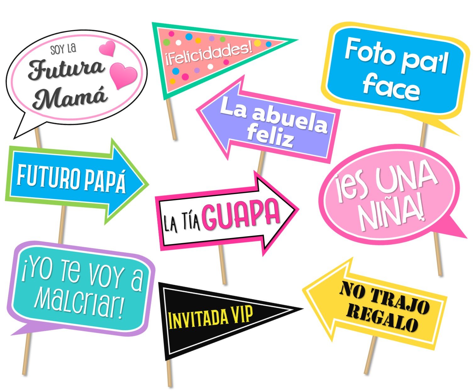 Spanish Baby Shower Photo Props for Girls - Letreros para Fotos de Baby Shower Niña - Carteles para Fotos en Español - Perfect for Baby Girl Photo Booths, Gender Reveals & First Birthday Parties