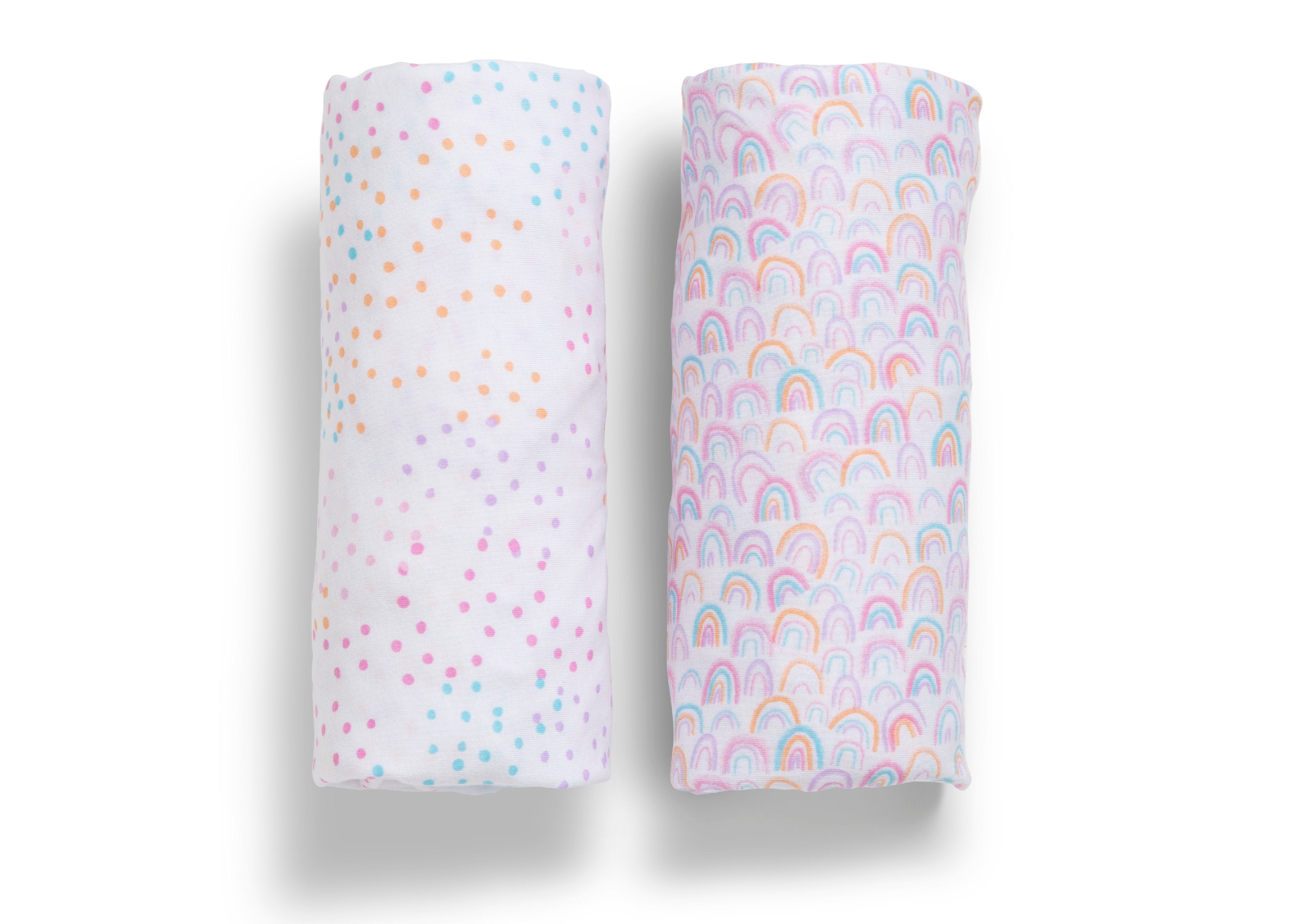 Rainbow Confetti Fitted Crib Sheets 2 Pack - Soft Baby Crib Sheets for Nursery, Waterproof & Breathable Cotton Crib Mattress Cover - Perfect for Newborn, Toddler Bedding & Baby Shower Gifts