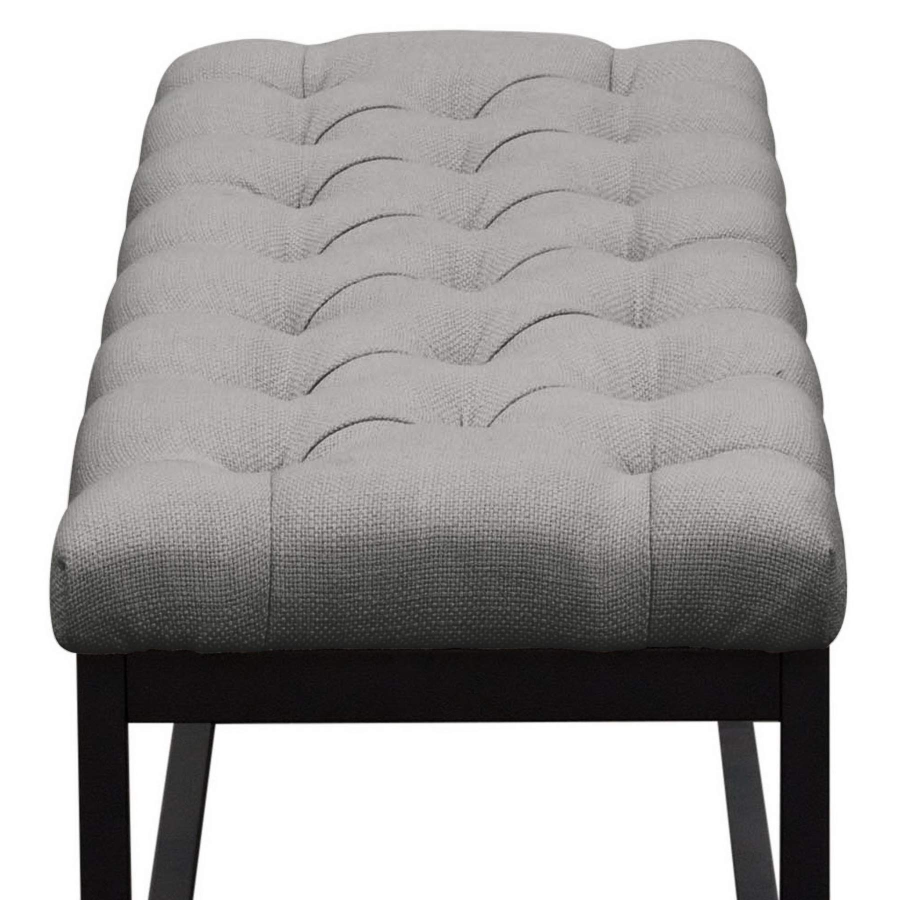 Gray Diamond Sofa Mateo Small Linen Tufted Bench - Stylish Footrest, Ottoman & Entryway Seating for Living Room, Bedroom or Hallway