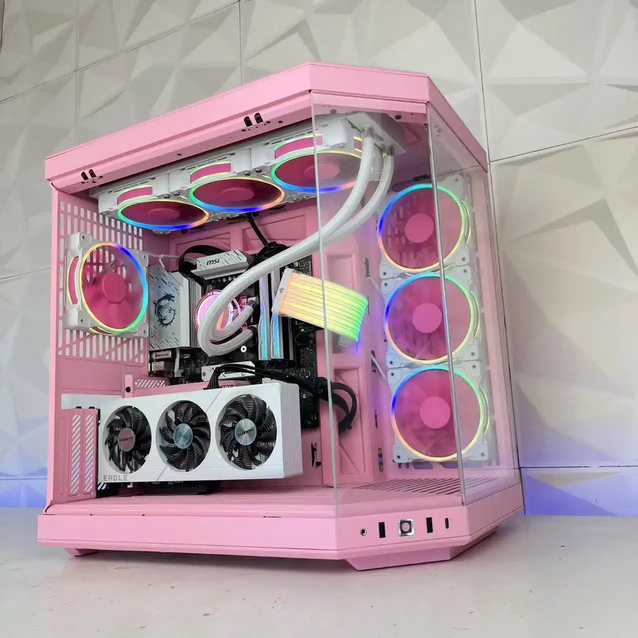 High-Performance Gaming PC with AMD Ryzen AM5 & NVIDIA RTX 4060/4060 Ti/4070/5070/5070 Ti/5080 or AMD Radeon 9070/9070 XT - Y70 Pink Milk Case - Perfect for 4K Gaming, Streaming & Esports