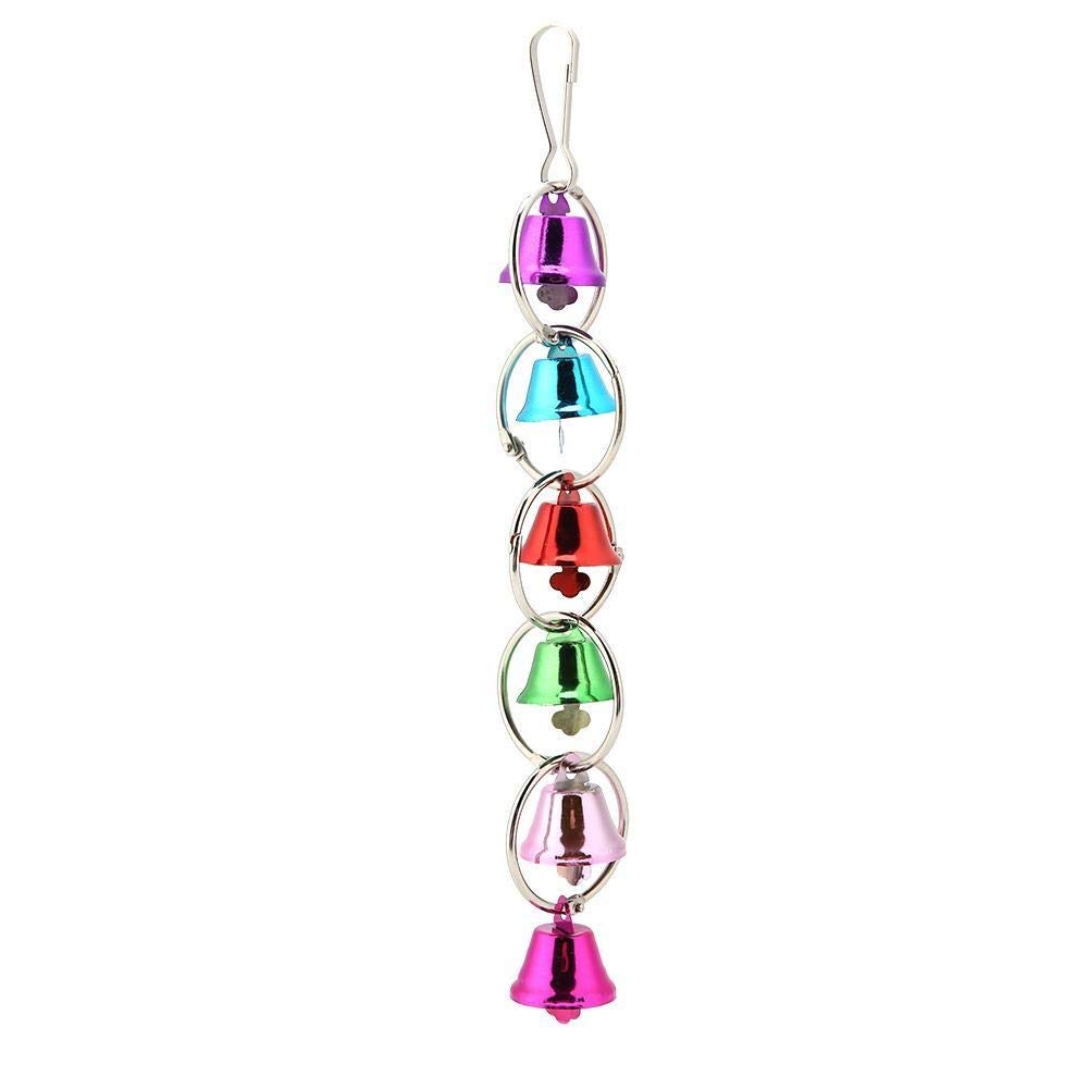 Colorful Hanging Bell Chew Toy for Parrots, Macaws & Pet Birds - Interactive Bird Toy with Bells & Strings - Durable Chewing & Play Activity for African Greys, Cockatoos, Amazons (Great for Cage Enrichment & Mental Stimulation)