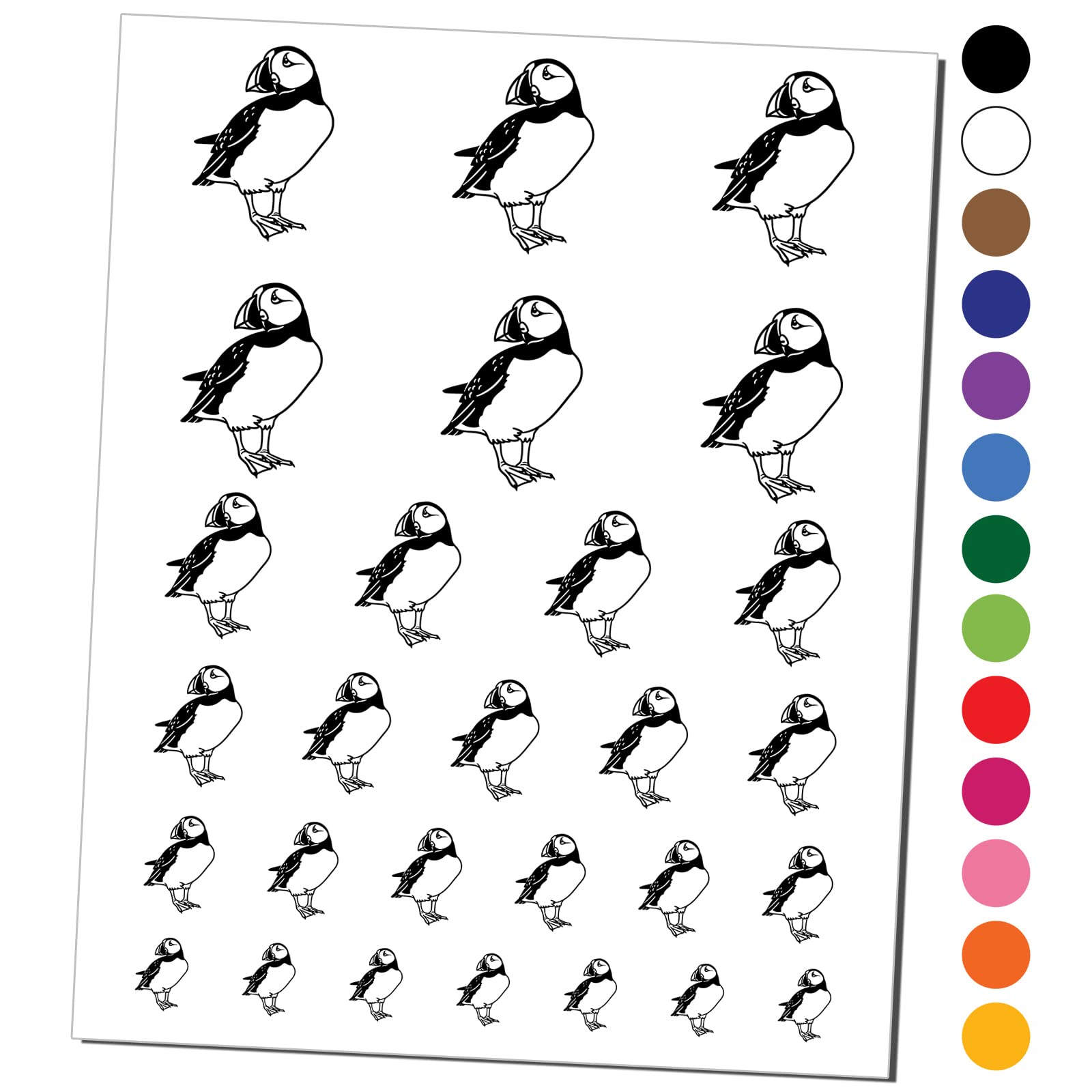 Waterproof Shy Puffin Bird Temporary Tattoos - Fake Body Art Sticker Set (Black, 1 Sheet) - Perfect for Beach Parties, Festivals & Kids' Activities
