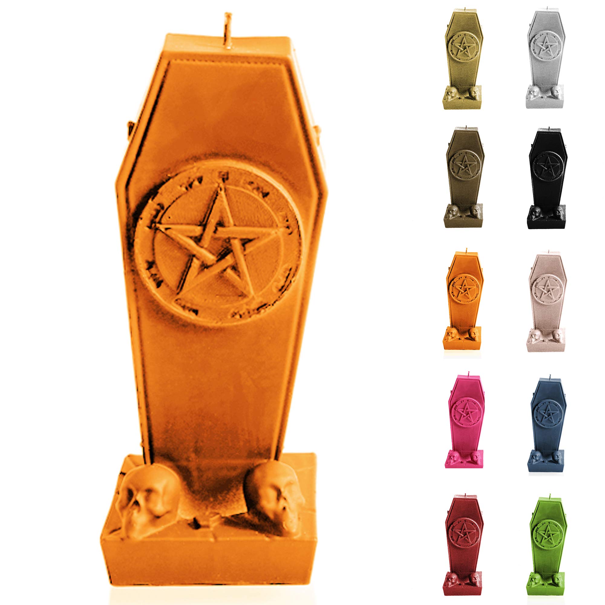 Gothic Coffin Candles with Pentagram - 6.7x3x2.8 Inch Orange Scented Candles for Halloween Decor, Witchcraft Altar & Gothic Home Decor | Candellana Candles 5903104805562
