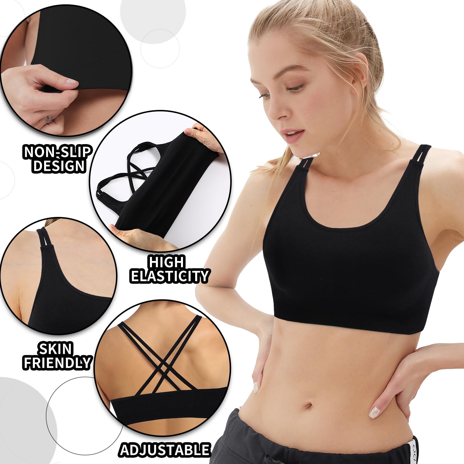 Women's Seamless Crisscross Back Sports Bra - Stretchy Sleeveless Yoga Tank Top for Fitness, Running & Workouts | Perfect for Gym, Yoga & Active Lifestyle
