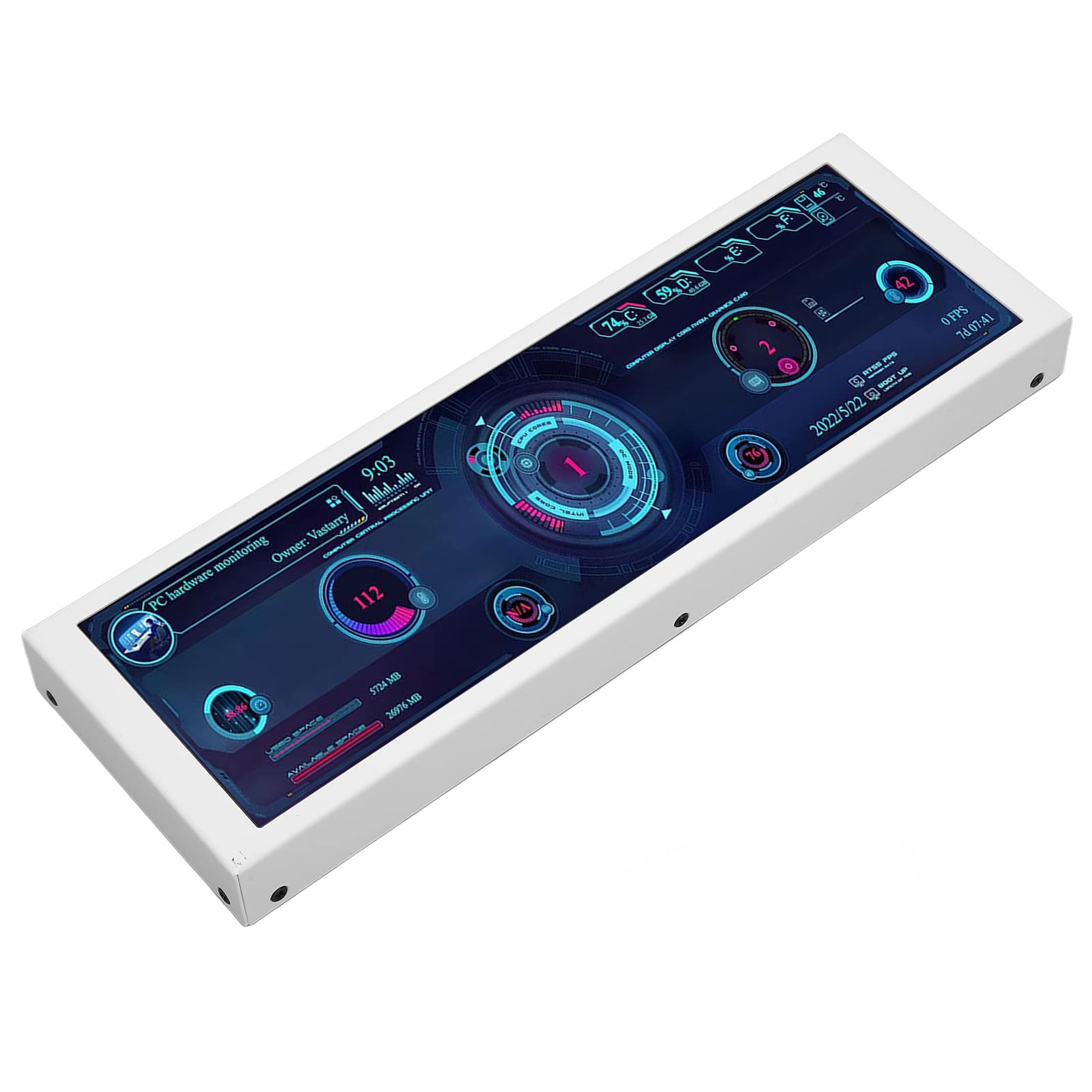 Naroote 7.9 Inch IPS PC Temperature Monitor - 60Hz Refresh Rate, Customizable Theme Editor for CPU/GPU/RAM Temp Display | Computer Case Screen for Gaming Rigs, Workstations & Home Office Setups