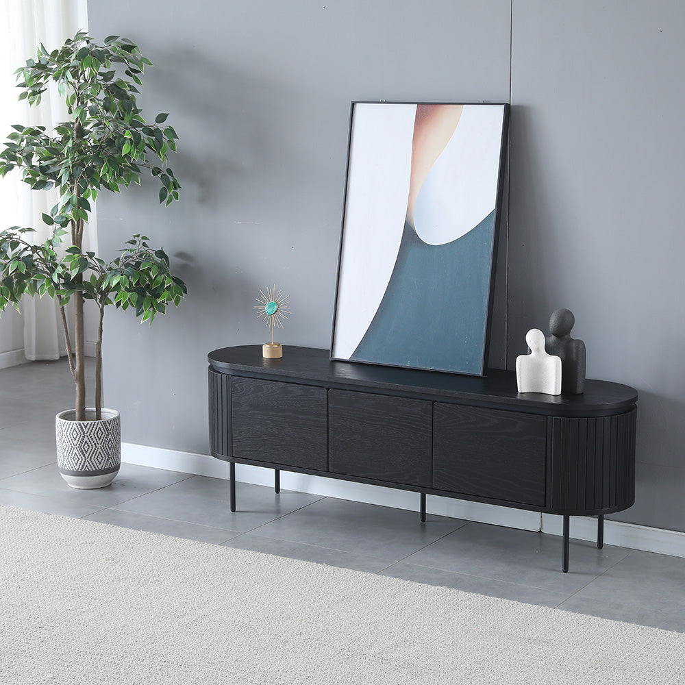 Kaidan 160cm Black TV Stand Entertainment Unit - Modern TV Console for Living Room, Bedroom & Home Theater