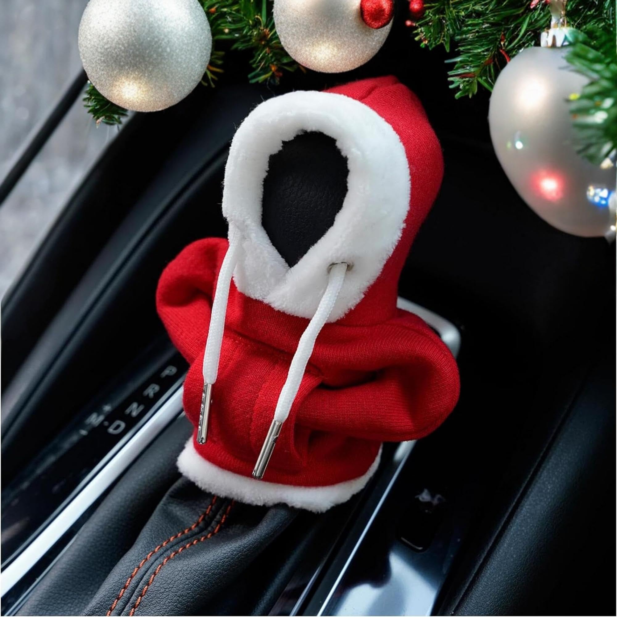 Funny Christmas Universal Car Gear Shift Hoodie & Knob Cover - Car Interior Accessories & Decorations for Festive Driving