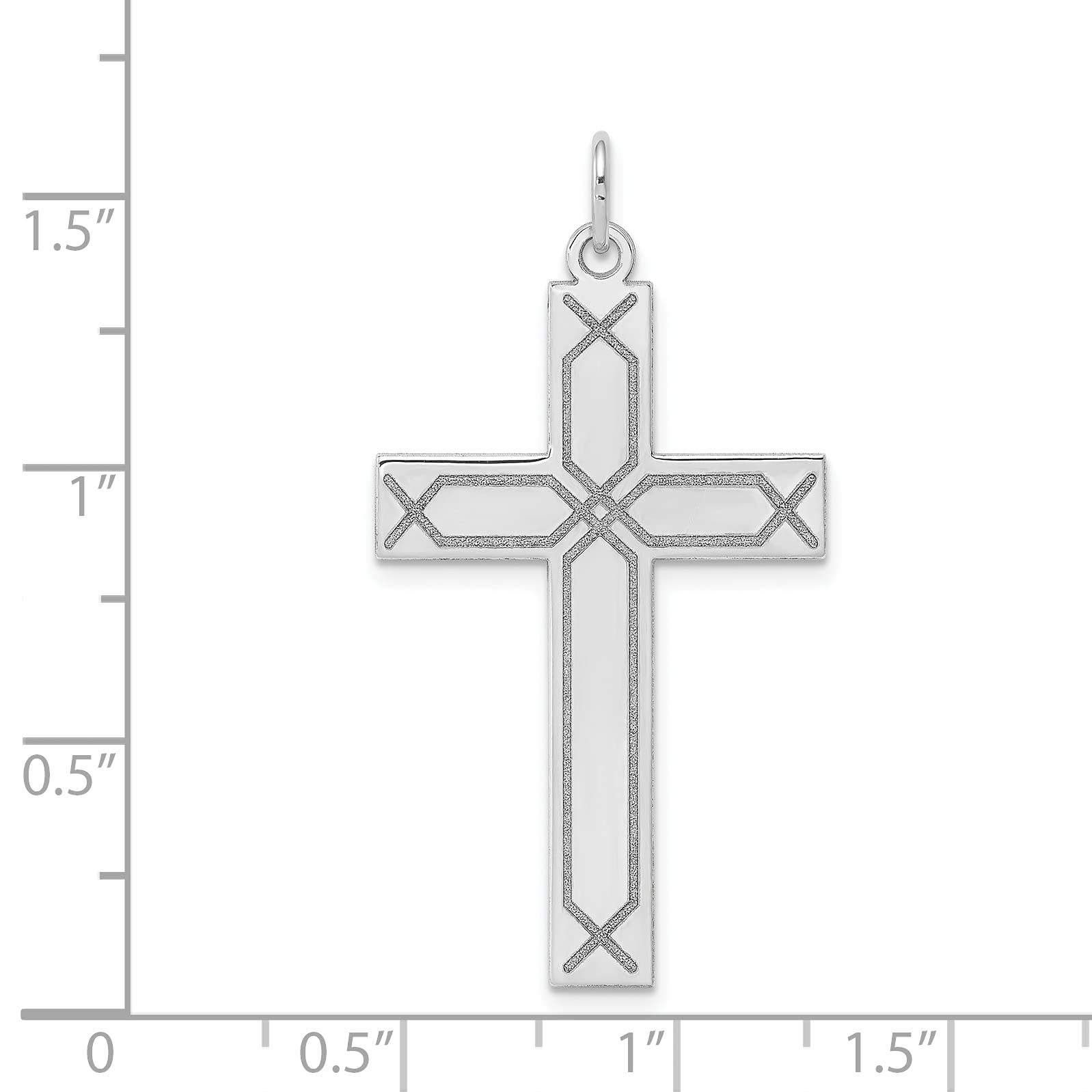 14K White Gold Laser Engraved Cross Pendant Necklace for Women - Elegant Religious Jewelry Gift for Baptism, Confirmation & Everyday Wear