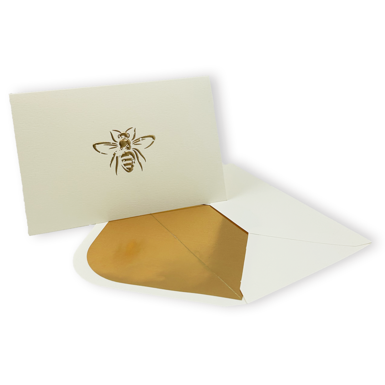 Golden Bee Embossed Note Cards - Elegant Thank You Cards with Gold Foil Bee Design - Perfect for Wedding Invitations, Bridal Shower, Birthday Greetings & Special Occasions