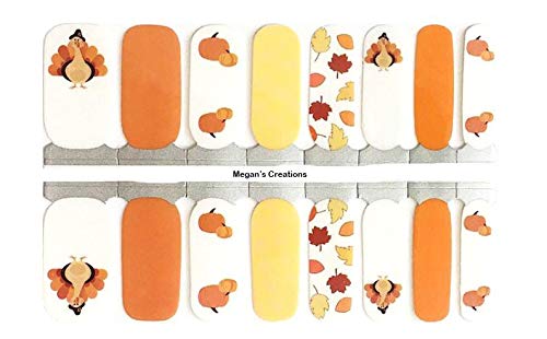 Thanksgiving Turkey Pumpkin Nail Polish Wraps - DIY Nail Art Strips for Fall & Holiday Parties, Home Decor, and Gift Giving