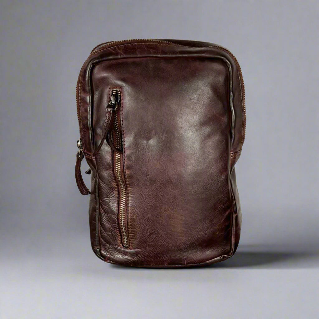 Premium MET Leather Chest Front Bag & Backpack - Crossbody Sling Bag for Hiking, Travel & Everyday Use - Durable & Stylish Unisex Design