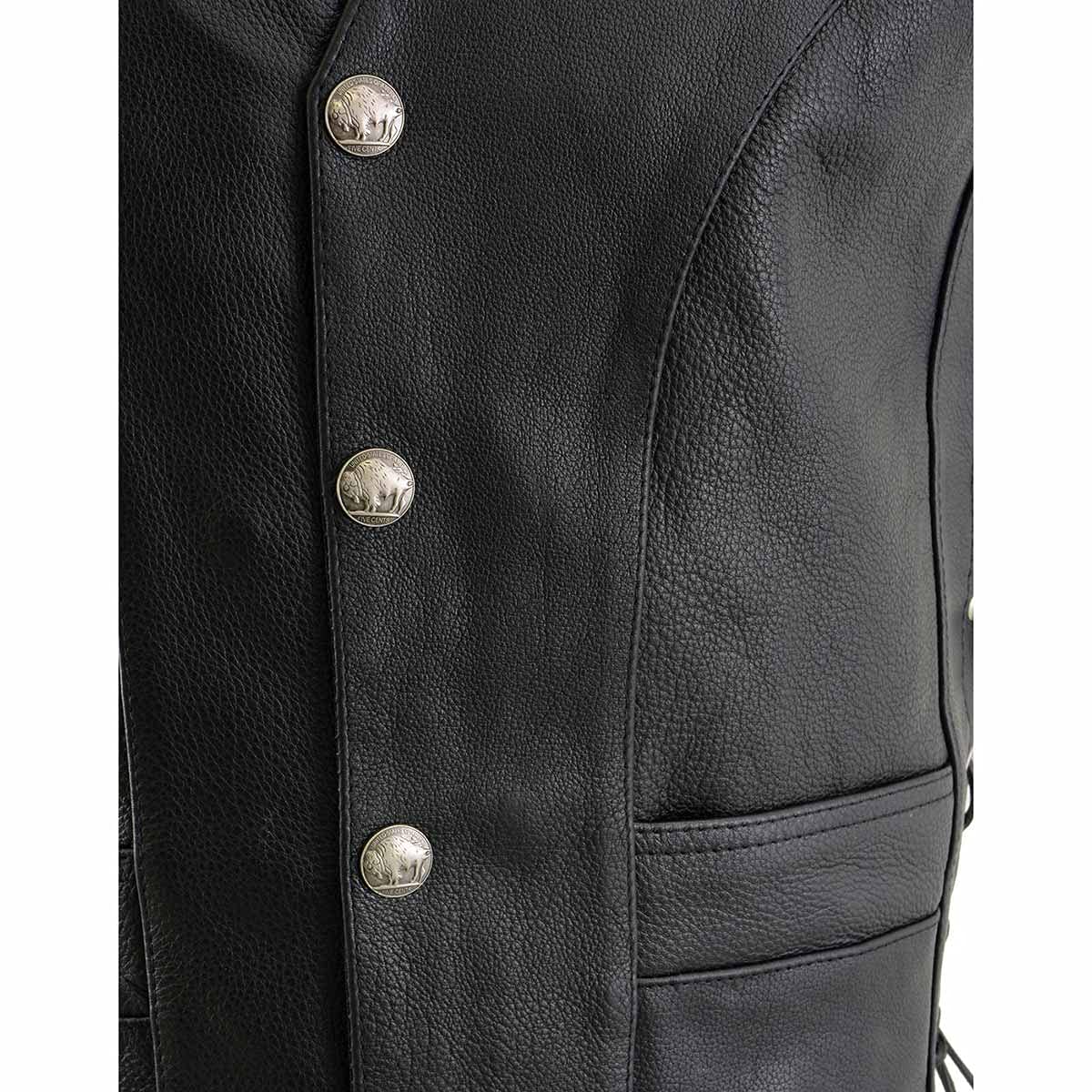 Milwaukee Men's 1.4mm Genuine Cowhide Leather Lace-Up Vest - Premium Biker Jacket for Motorcycle Riding & Casual Outfits