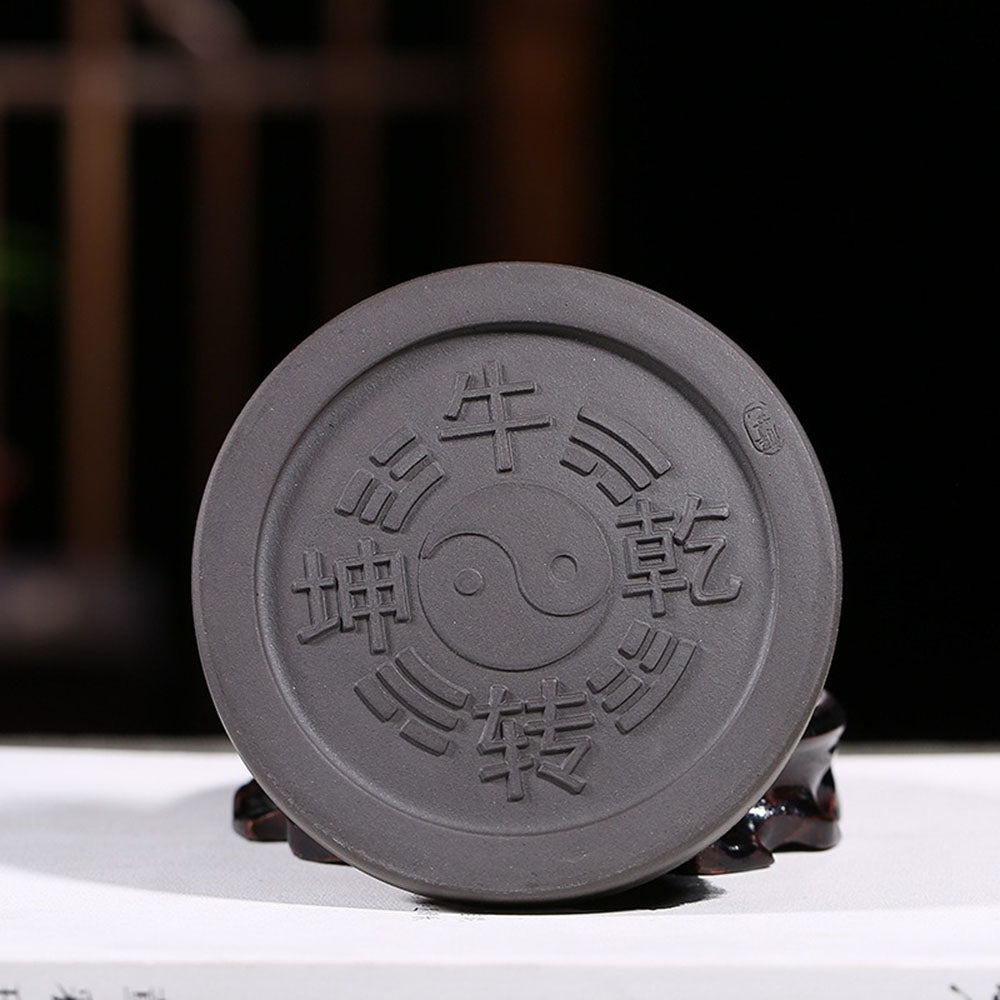 Yixing Clay Ba Gua Buffalo Tea Pet - Handmade Chinese Ceramic Tea Companion for Gongfu Tea Ceremony, Good Luck Symbol & Decoration for Tea Table