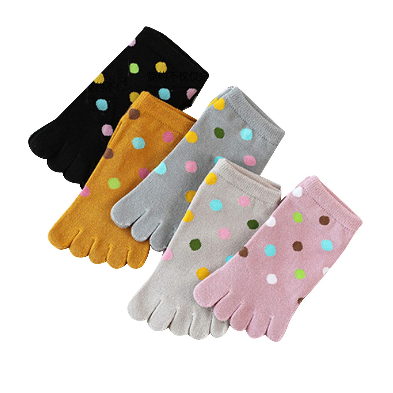 Oenbopo 5-Pack Women's Toe Socks - Breathable Cotton Five Finger Socks for Running, Yoga & Casual Wear - Striped Ankle Crew Socks for Athletic Activities & Everyday Comfort